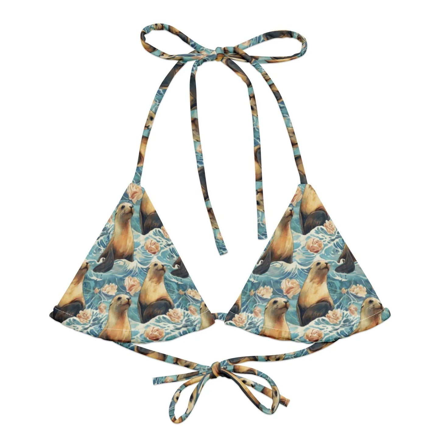 Seaside Sea Lion Eco String Bikini Top - Salinity Swimwear