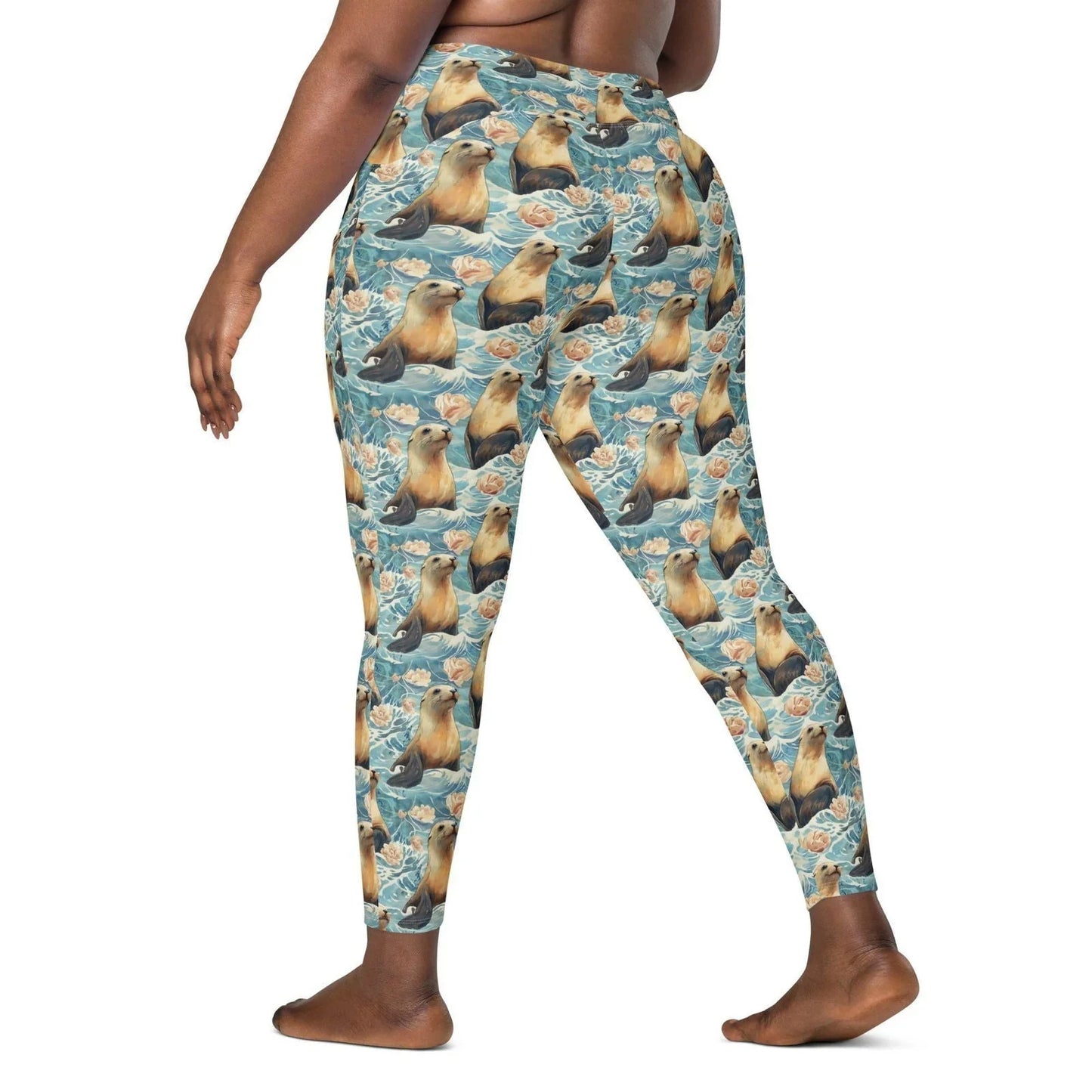 Seaside Sea Lion Eco Swim Leggings With Pockets - Salinity Swimwear