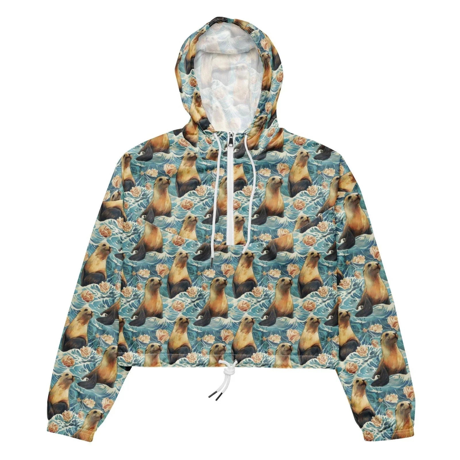 Seaside Sea Lion Women’s cropped Windbreaker - Salinity Swimwear