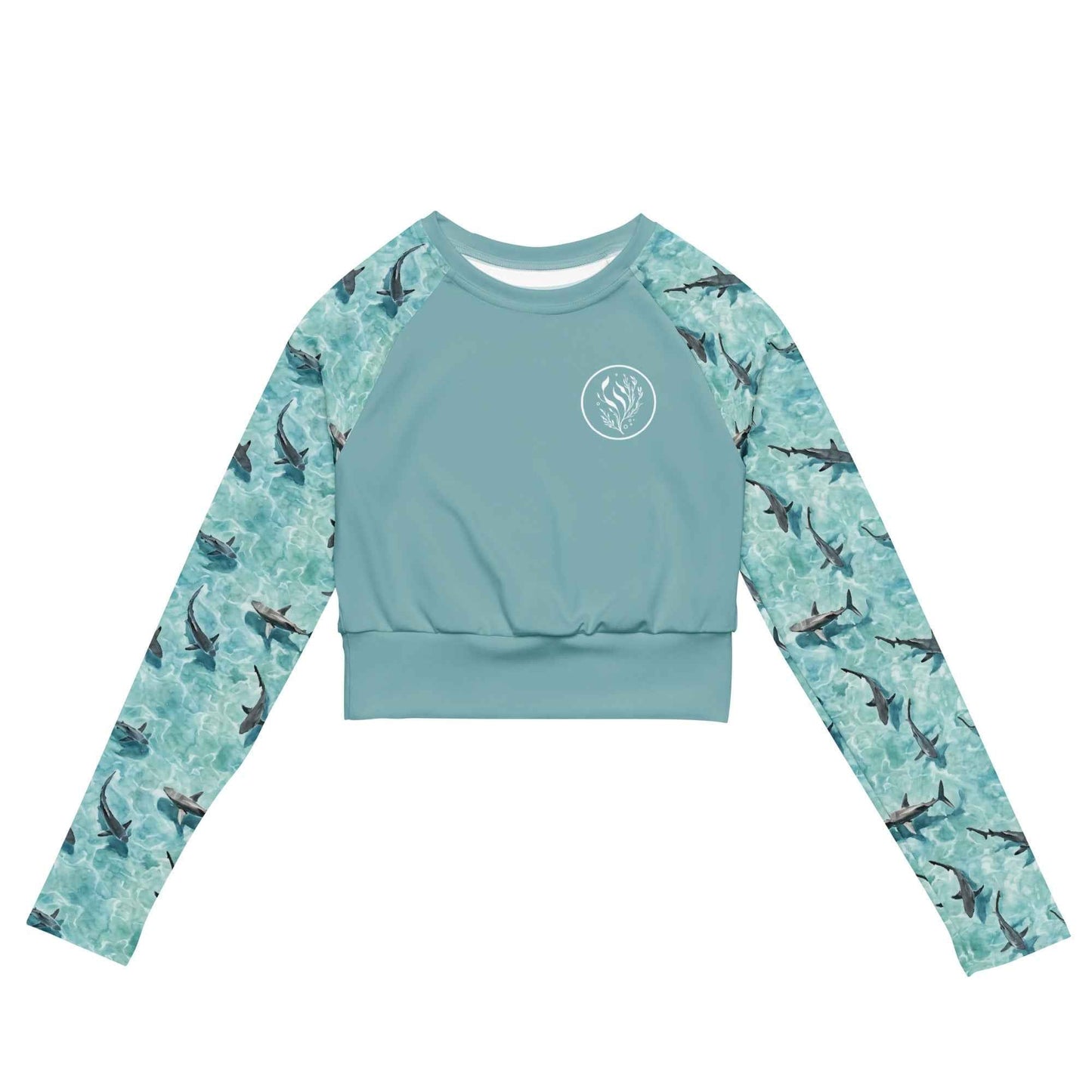 Salinity Swimwear Shark Watch Eco Cropped Rash Guard Solid Cropped Rash Guard