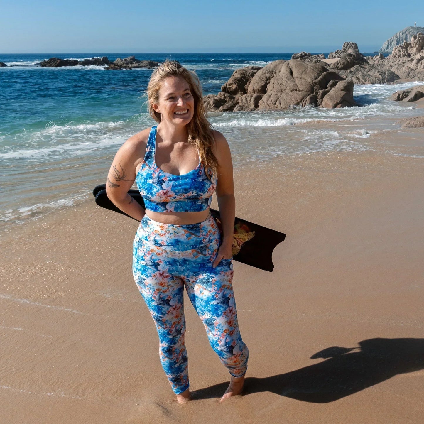 Spotted Eagle Ray Eco Swim Leggings With Pockets - Salinity Swimwear