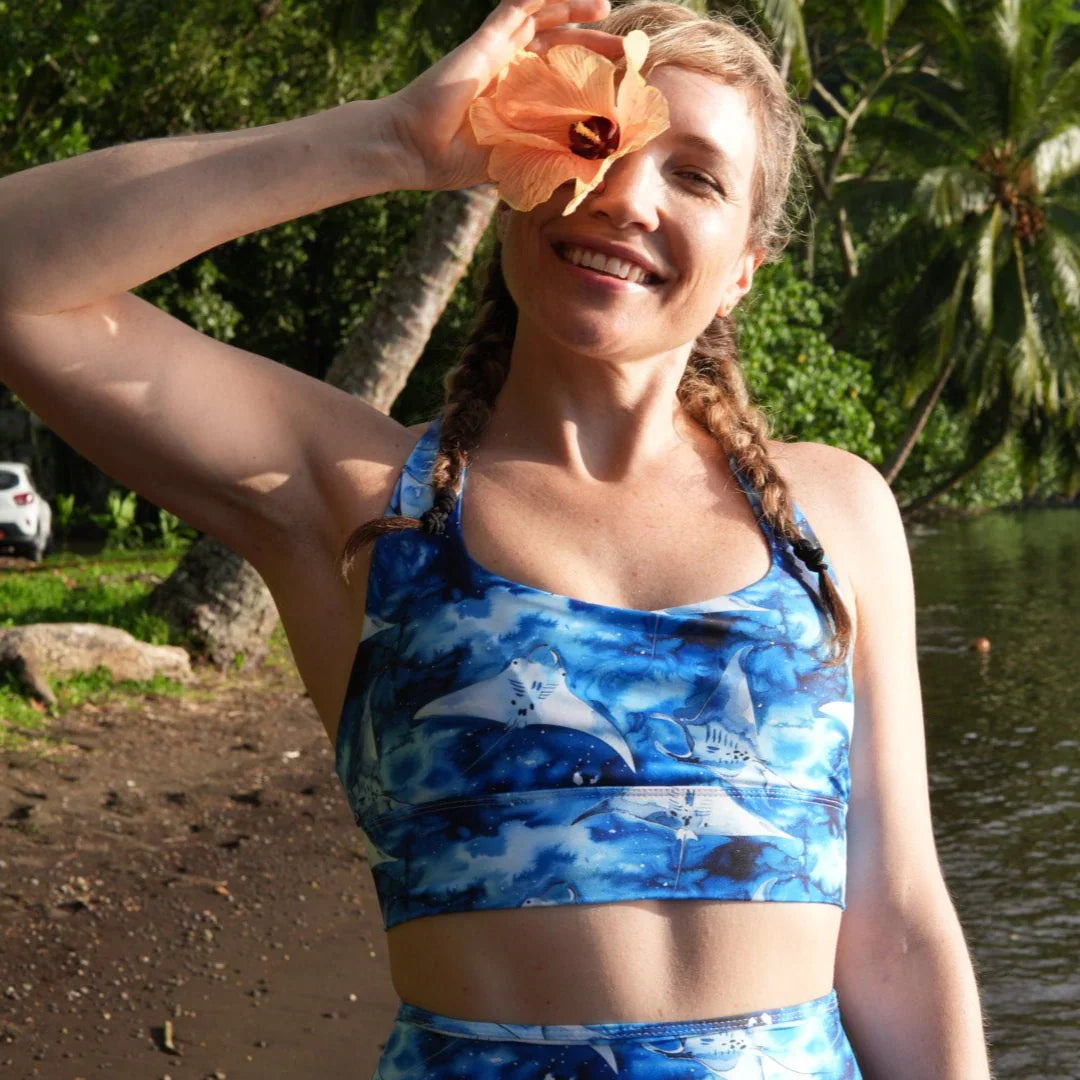 Starry Manta Ray Eco Sports Bra Top - Salinity Swimwear