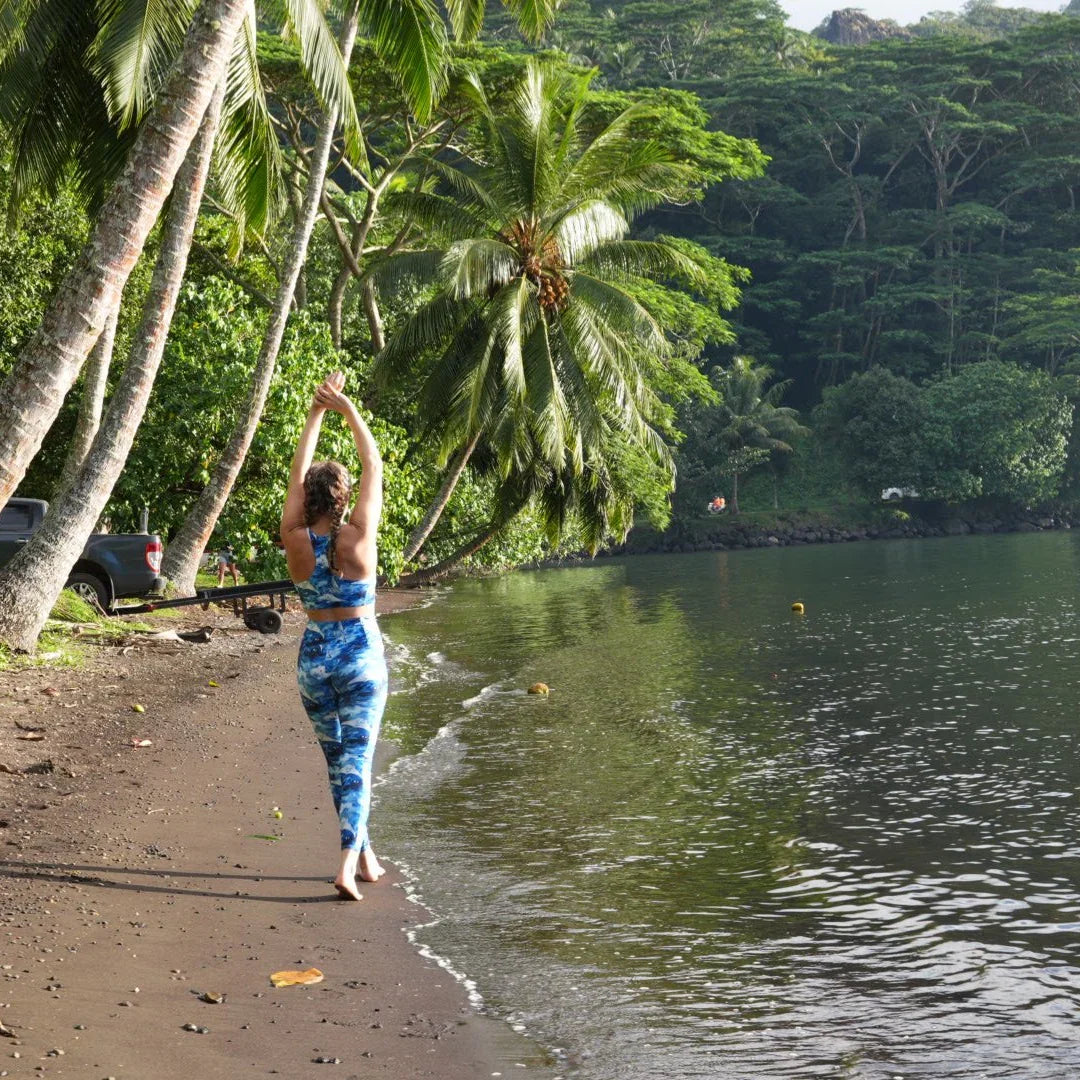 Starry Manta Ray Eco Swim Leggings With Pockets - Salinity Swimwear