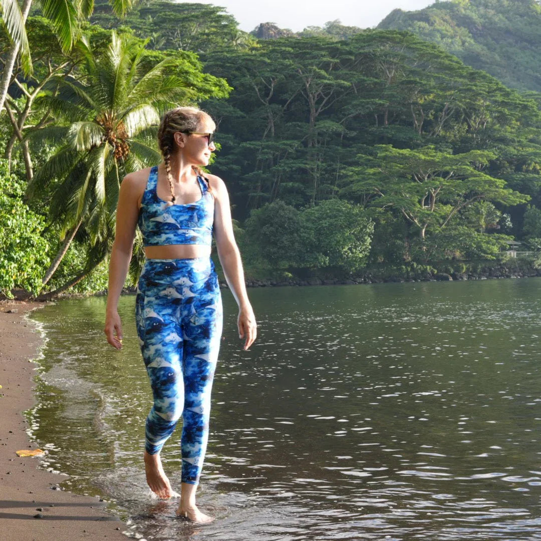 Starry Manta Ray Eco Swim Leggings With Pockets - Salinity Swimwear