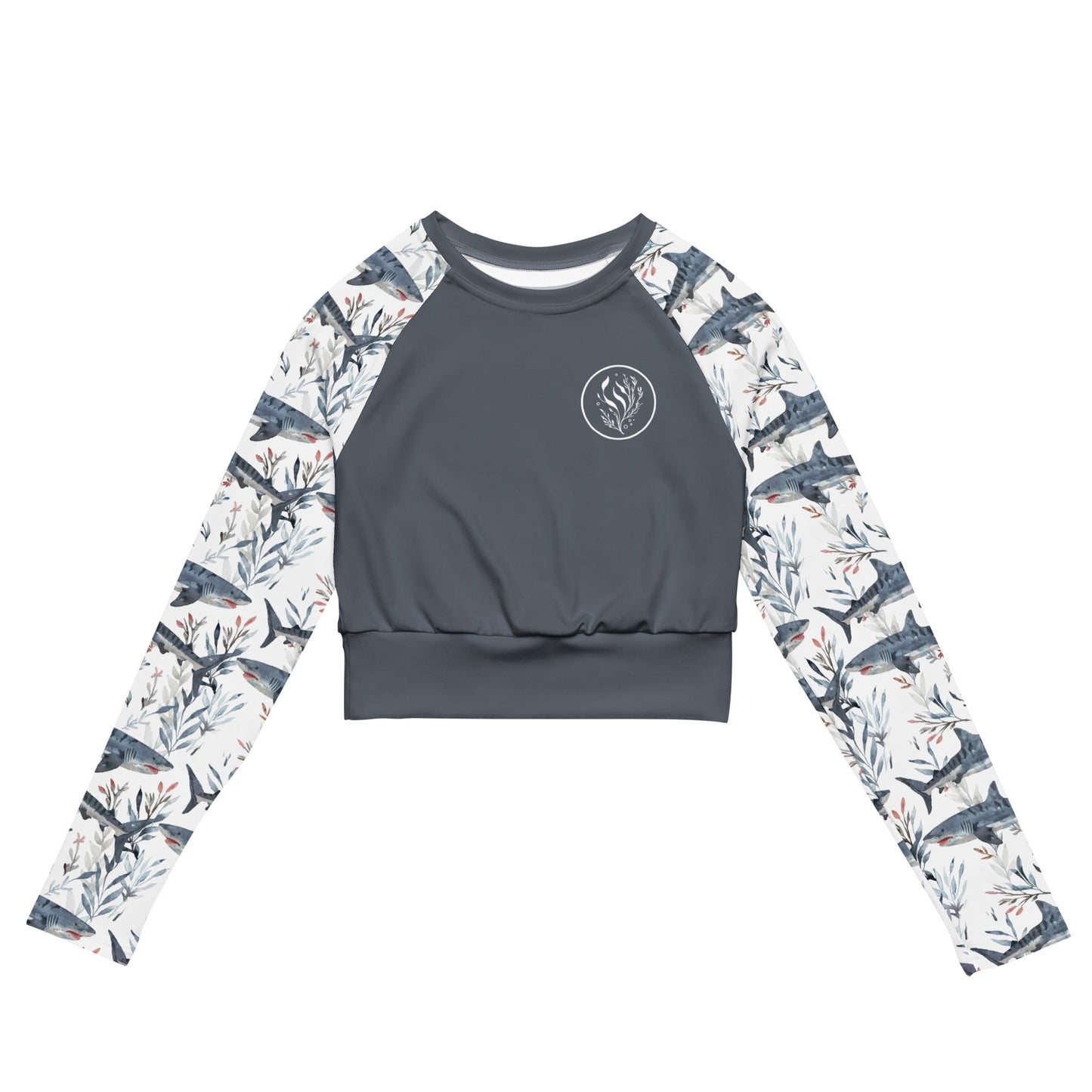 Salinity Swimwear Tiger Shark Bloom Long Sleeve Eco Cropped Rash Guard Solid Cropped Rash Guard