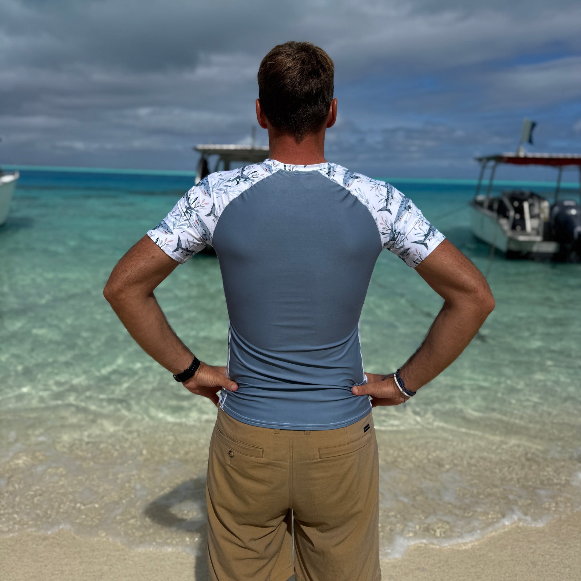 Tiger Shark Bloom Men’s Short Sleeve Swim Shirt - Salinity Swimwear