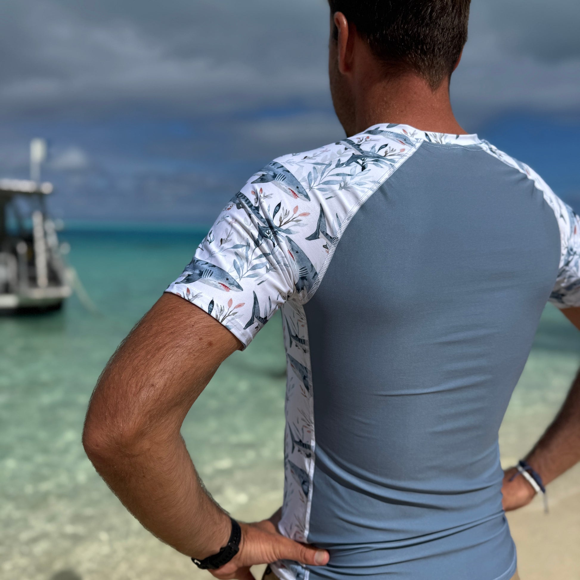 Tiger Shark Bloom Men’s Short Sleeve Swim Shirt - Salinity Swimwear