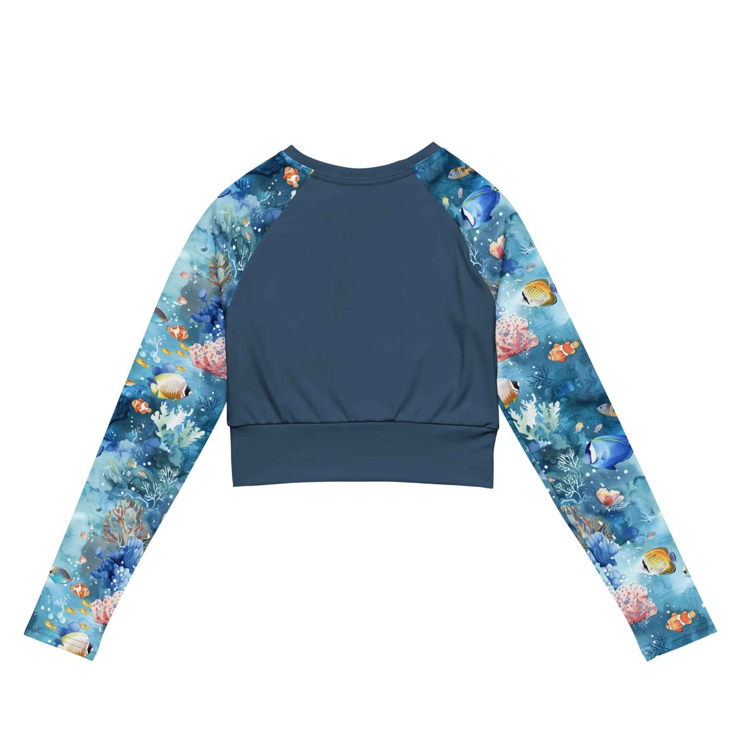 Salinity Swimwear Tropical Reef Fish Long Sleeve Eco Cropped Rash Guard Solid Cropped Rash Guard
