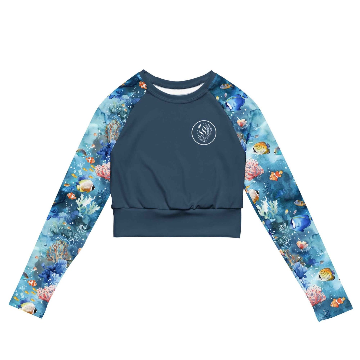 Salinity Swimwear Tropical Reef Fish Long Sleeve Eco Cropped Rash Guard Solid Cropped Rash Guard