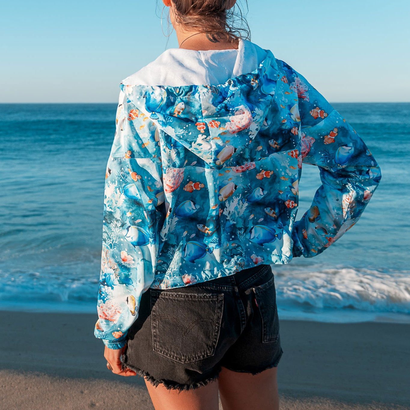 Salinity Swimwear Tropical Reef Fish Women’s cropped Windbreaker Windbreaker