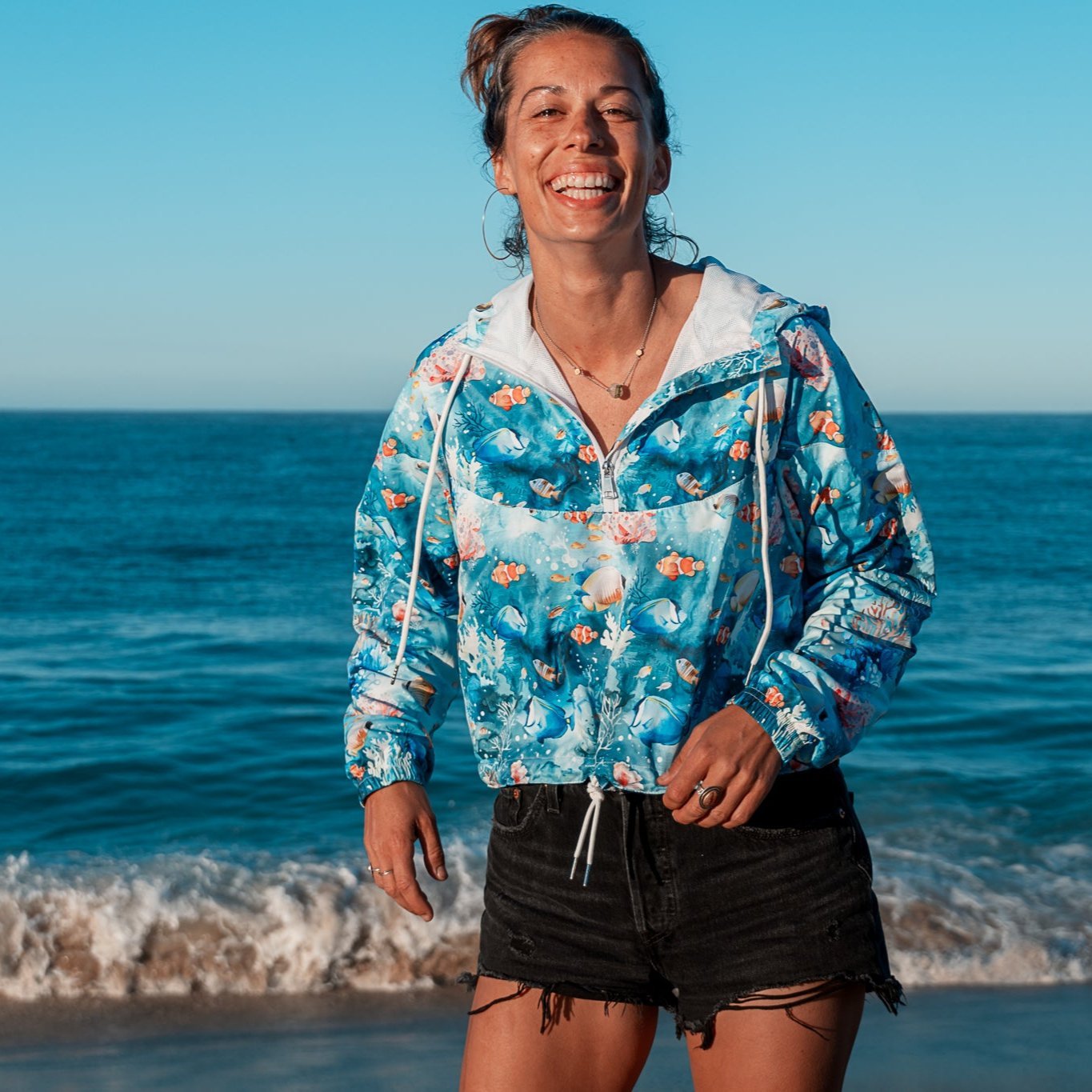 Salinity Swimwear Tropical Reef Fish Women’s cropped Windbreaker Windbreaker
