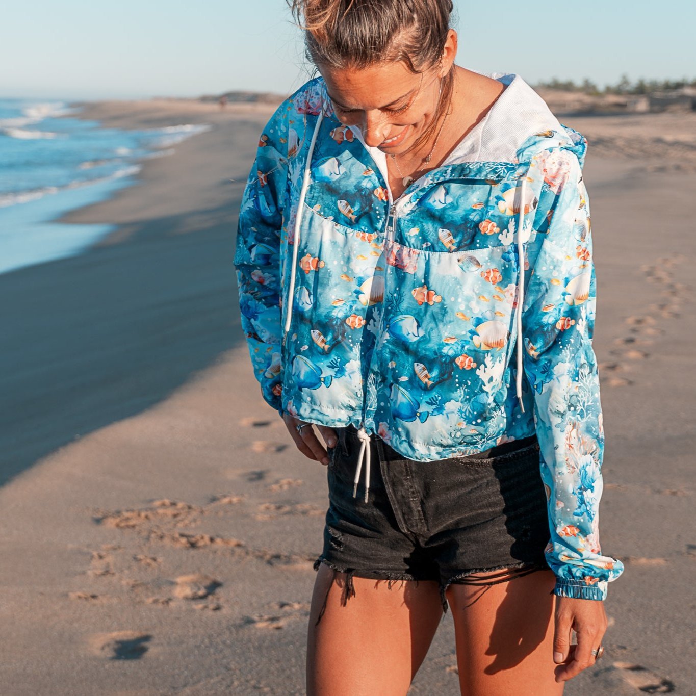 Salinity Swimwear Tropical Reef Fish Women’s cropped Windbreaker Windbreaker
