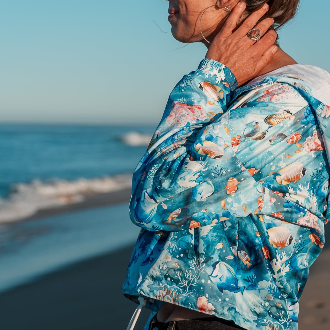 Salinity Swimwear Tropical Reef Fish Women’s cropped Windbreaker Windbreaker