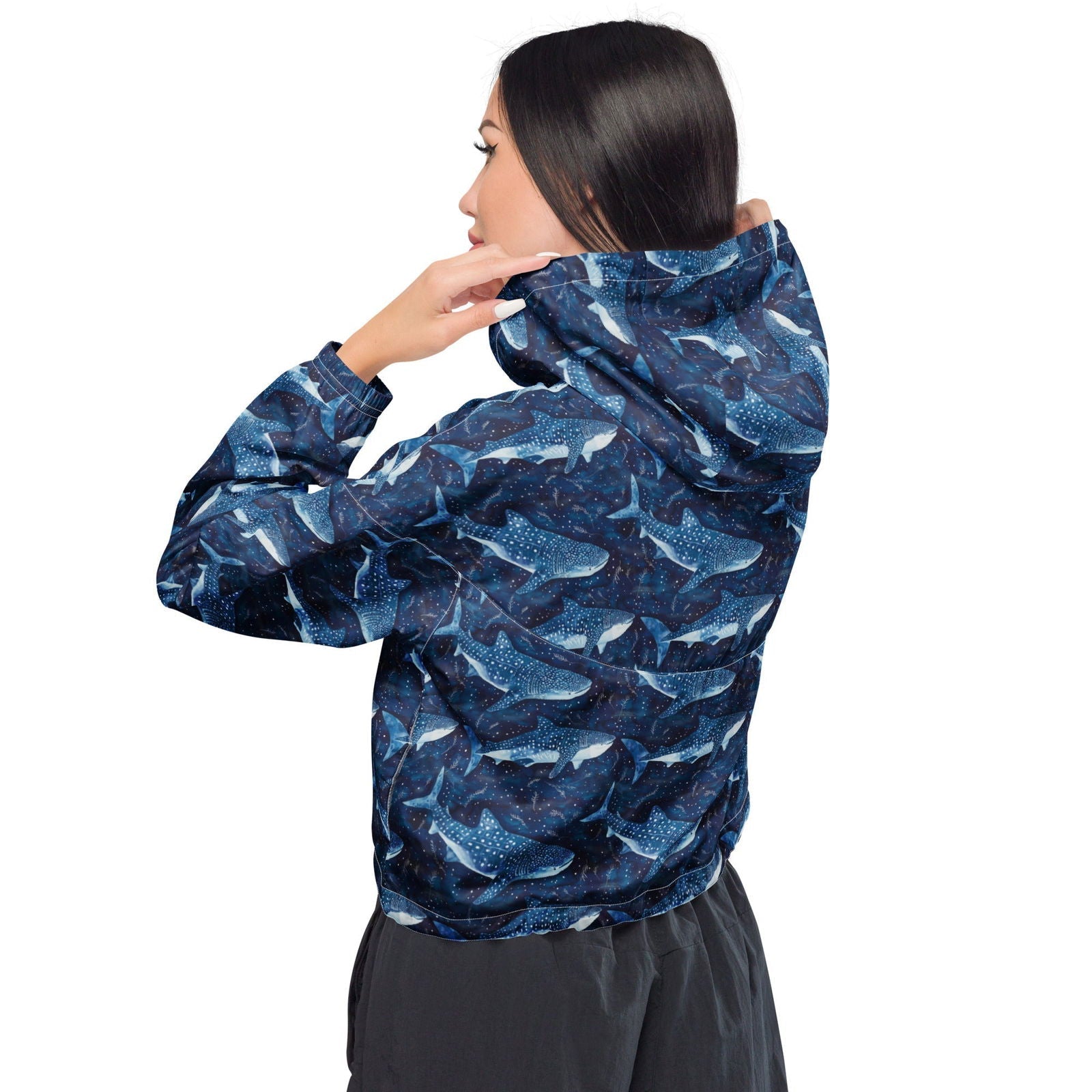 Whale Shark Dream Women’s Cropped Windbreaker - Salinity Swimwear