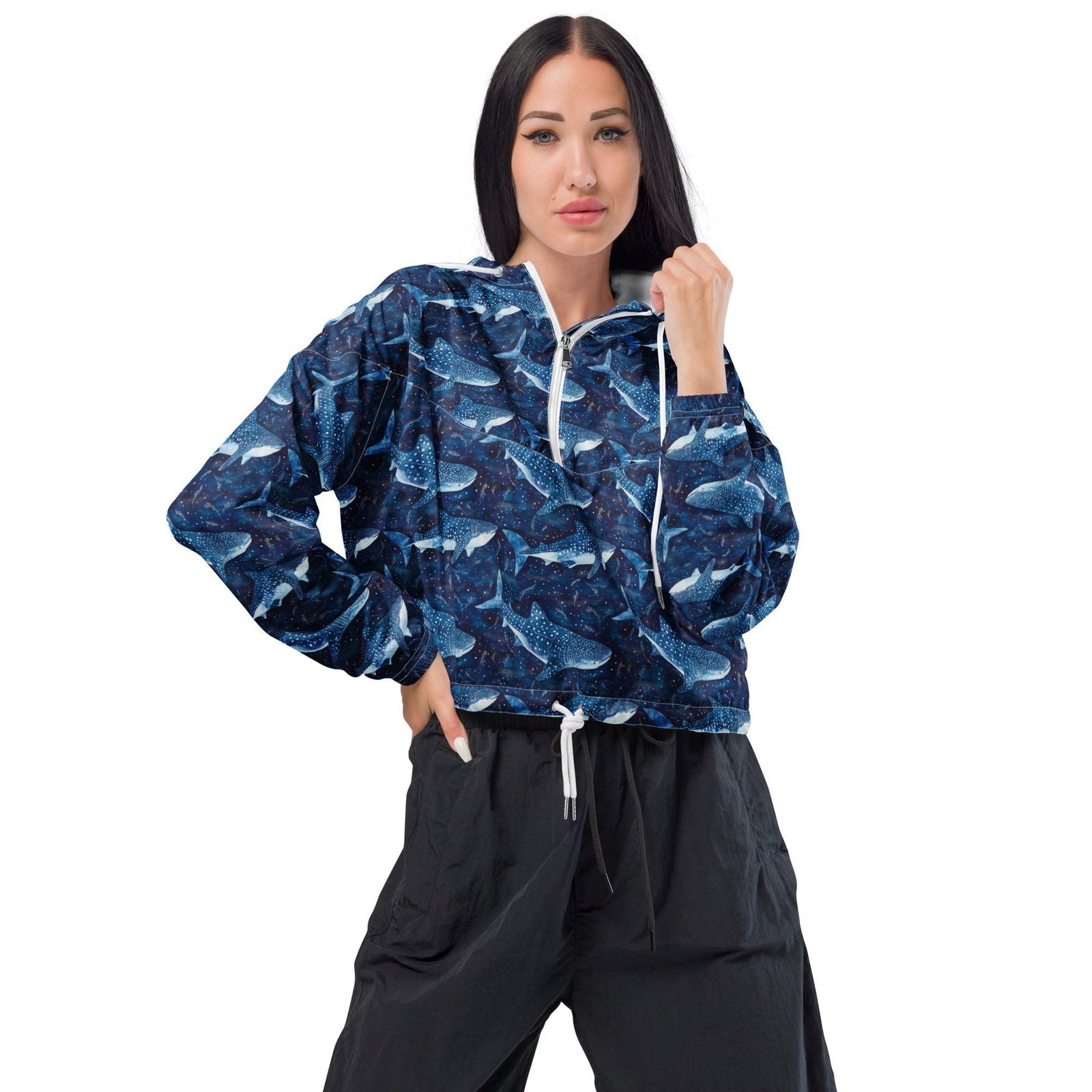 Whale Shark Dream Women’s Cropped Windbreaker - Salinity Swimwear