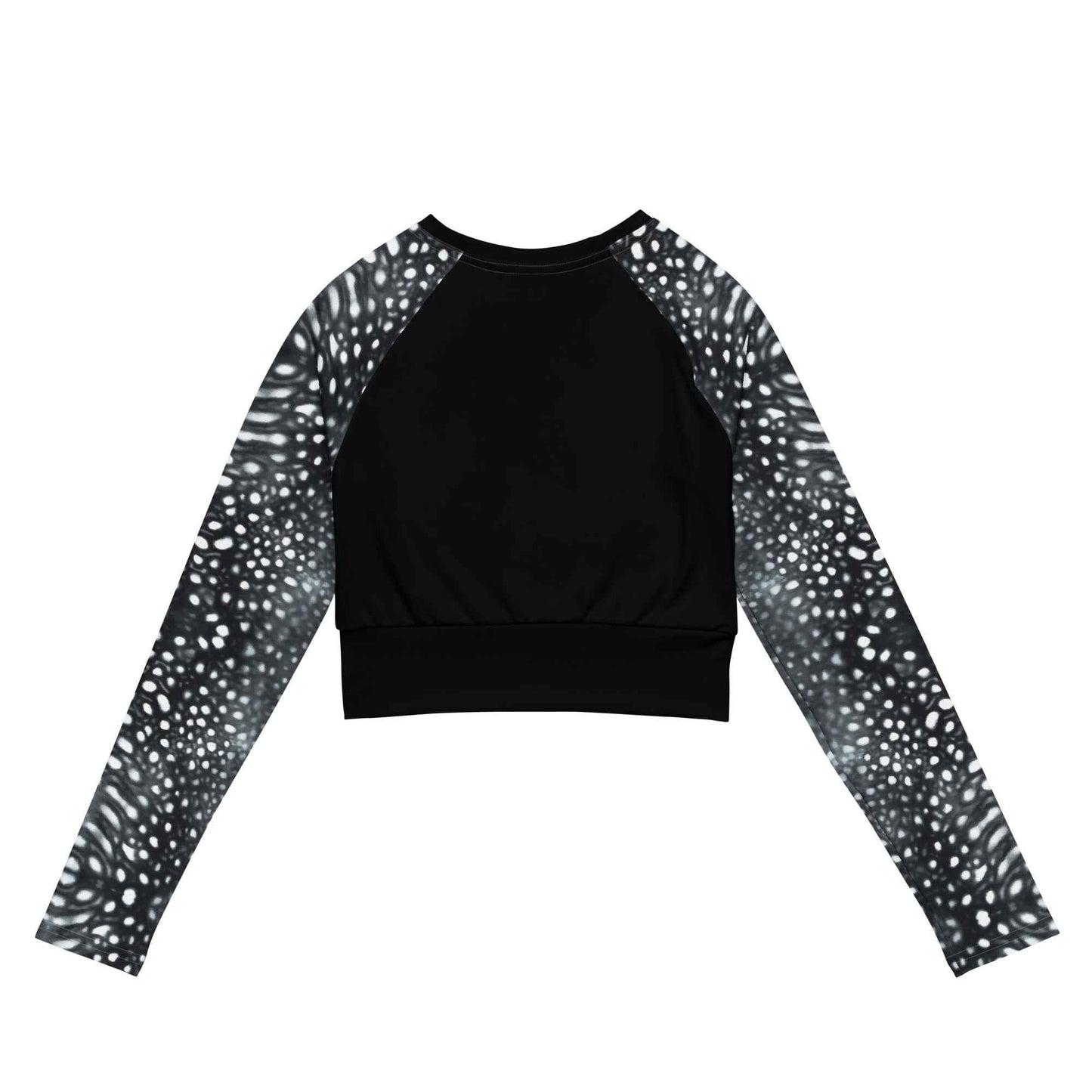 Salinity Swimwear Whale Shark Mosaic B&W Eco Cropped Rash Guard Solid Cropped Rash Guard