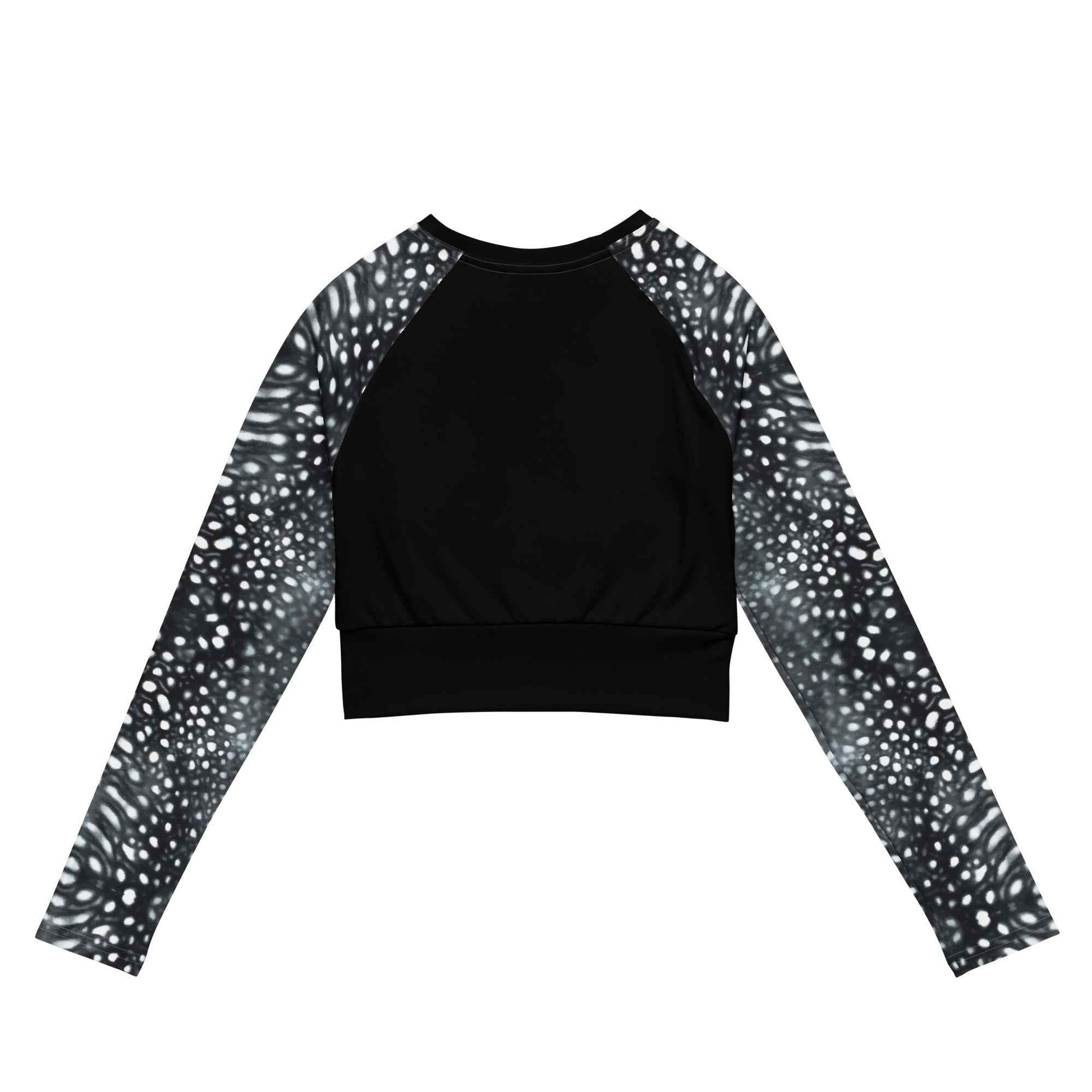 Salinity Swimwear Whale Shark Mosaic B&W Eco Cropped Rash Guard Solid Cropped Rash Guard