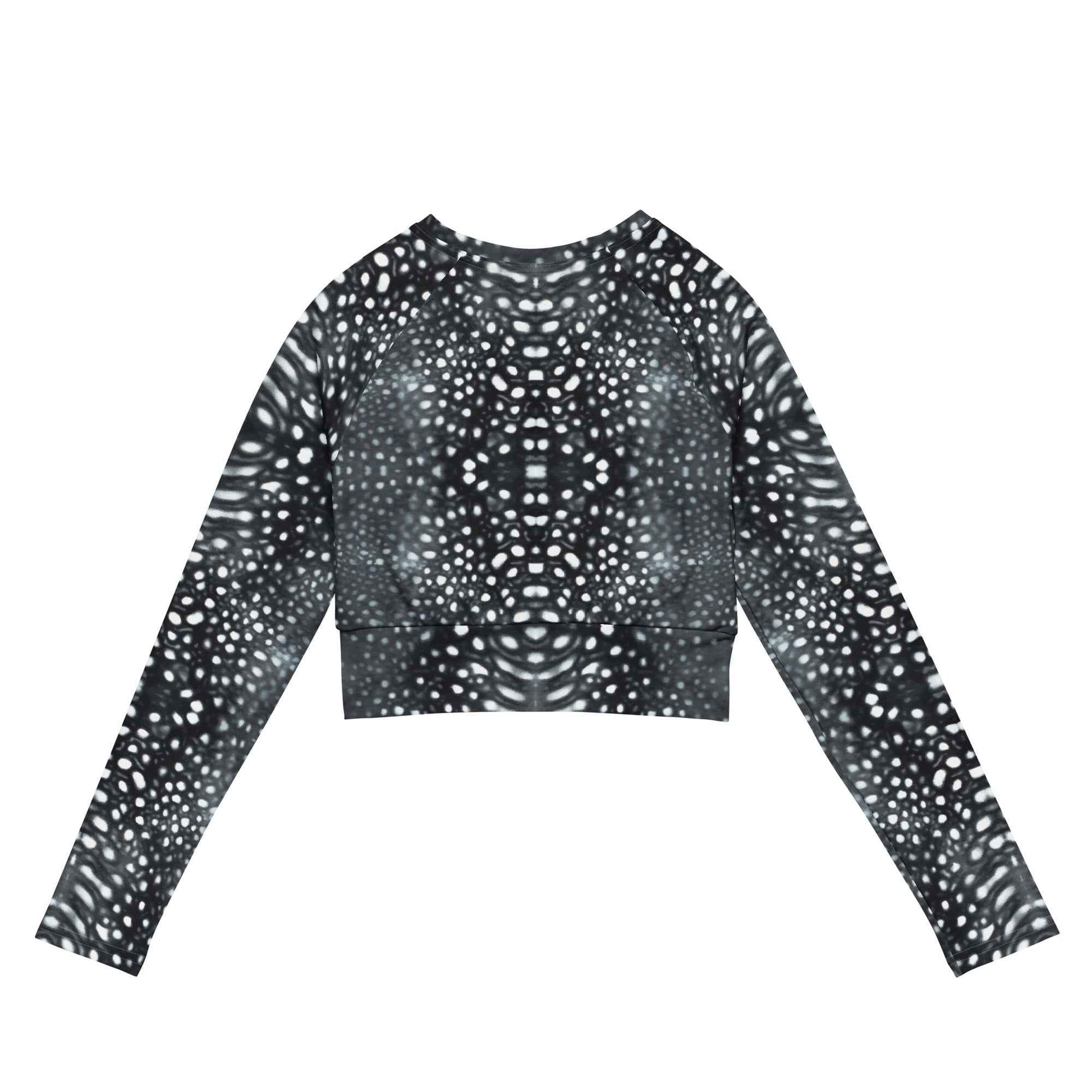 Salinity Swimwear Whale Shark Mosaic B&W Eco Cropped Rash Guard Cropped Rash Guard