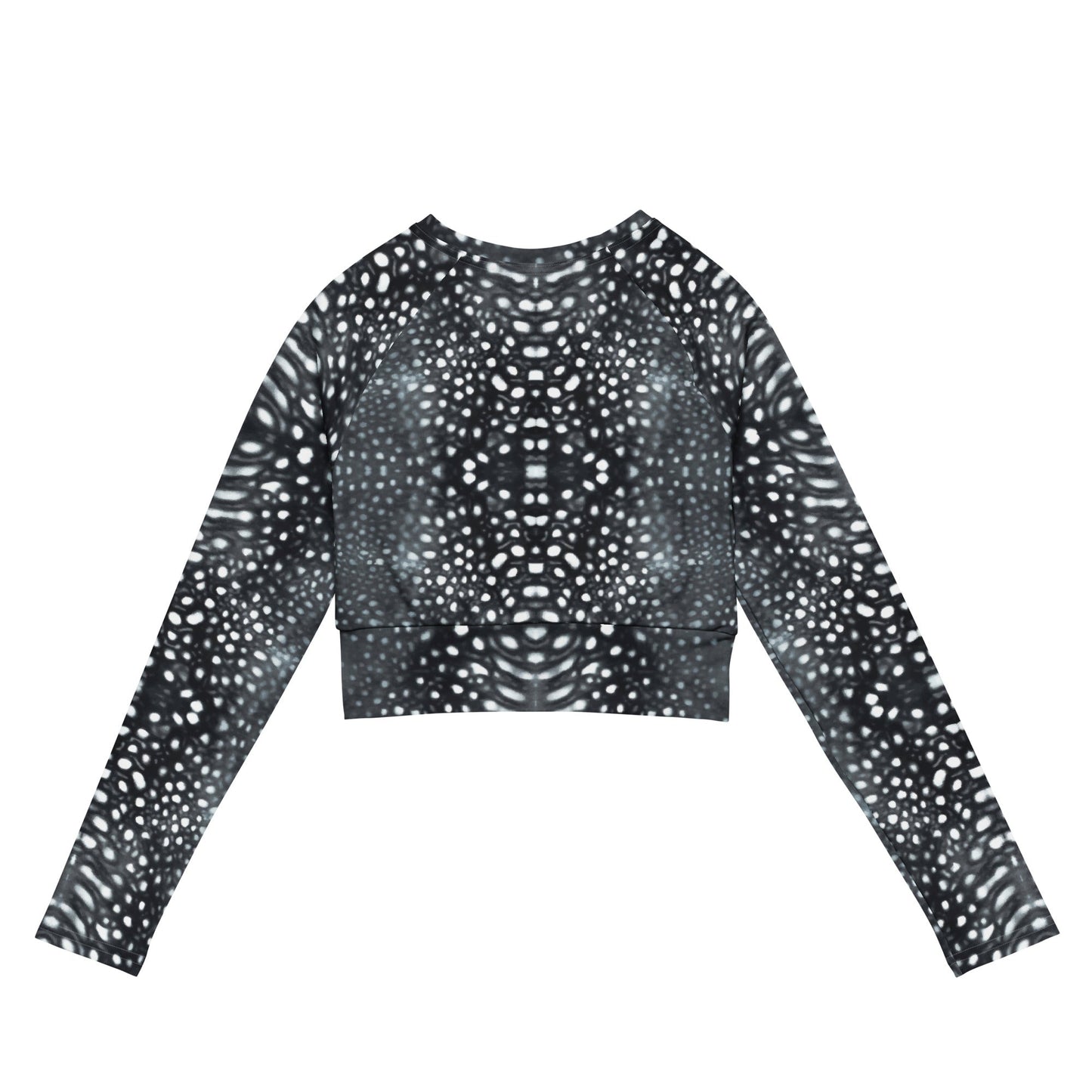 Salinity Swimwear Whale Shark Mosaic B&W Eco Cropped Rash Guard Cropped Rash Guard