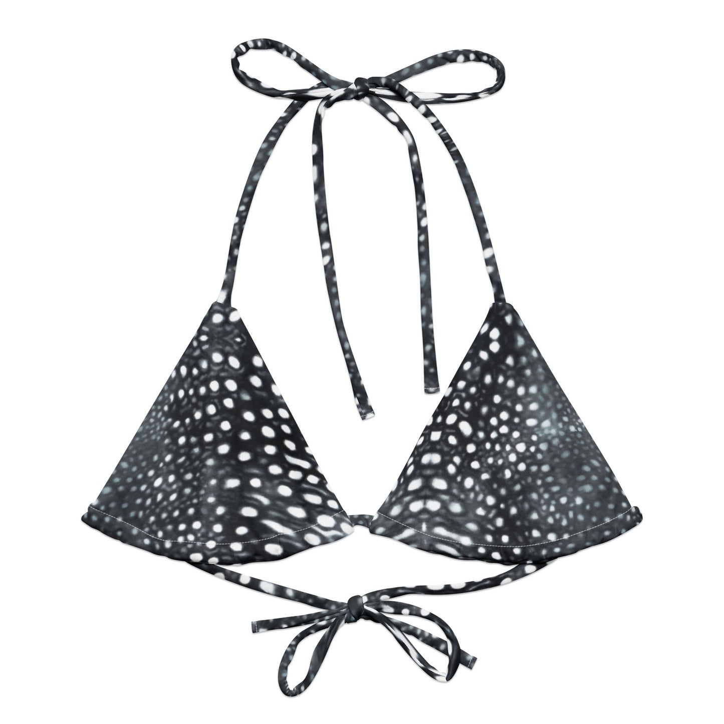 Salinity Swimwear Whale Shark Mosaic B&W Eco String Bikini Top Bikini Top