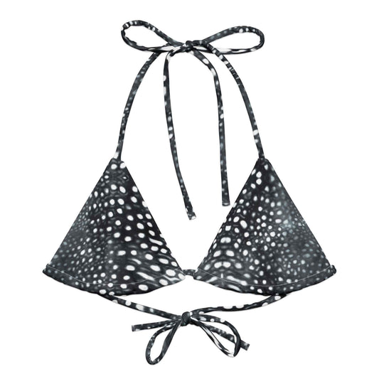 Salinity Swimwear Whale Shark Mosaic B&W Eco String Bikini Top Bikini Top