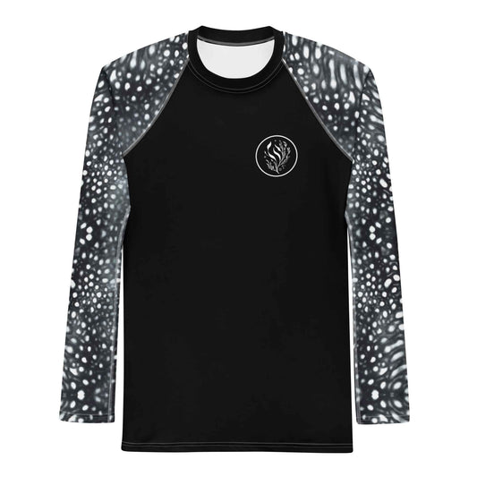 Salinity Swimwear Whale Shark Mosaic B&W Men's Rash Guard Rash Guard
