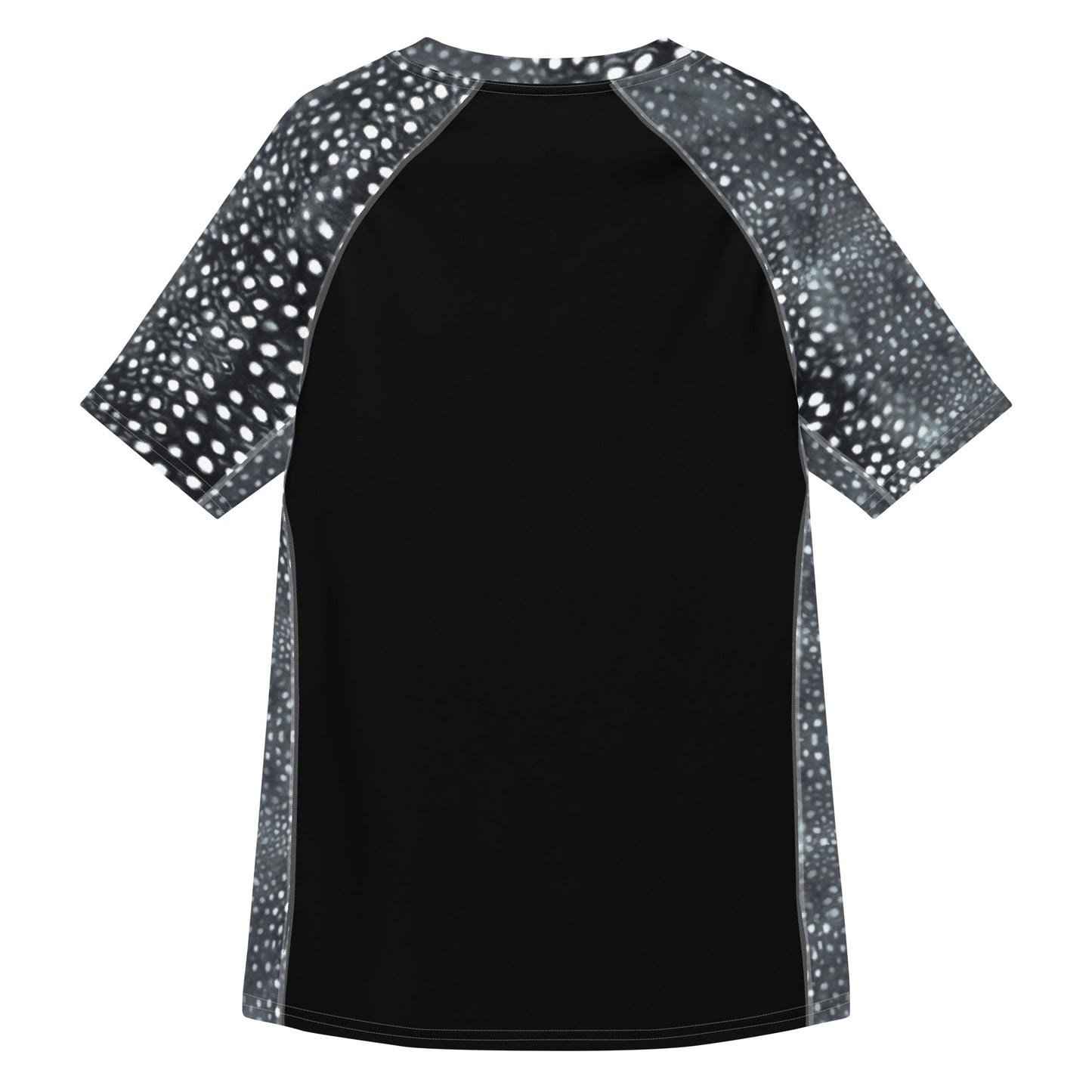 Salinity Swimwear Whale Shark Mosaic B&W Men’s Short Sleeve Swim Shirt Rash Guard