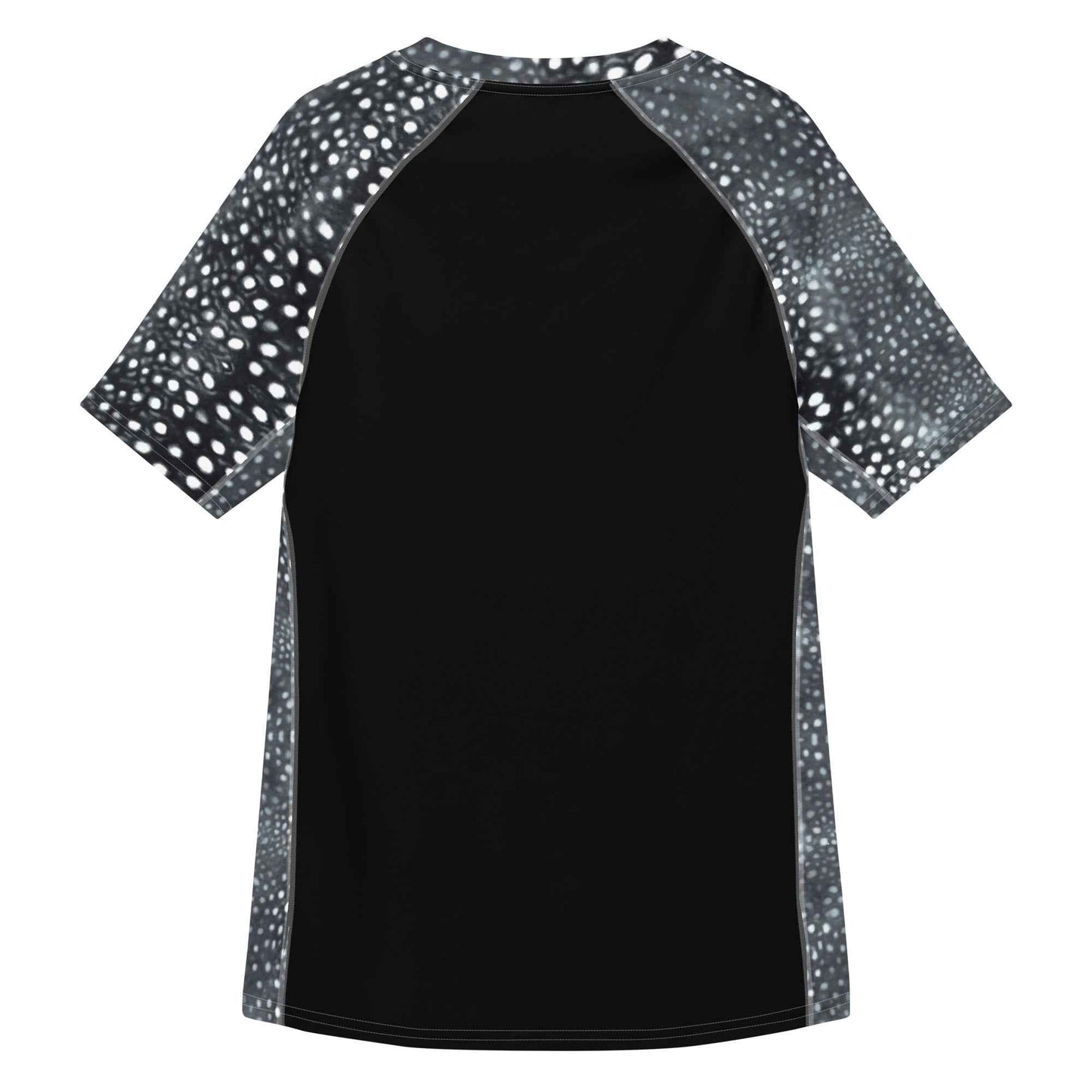 Salinity Swimwear Whale Shark Mosaic B&W Men’s Short Sleeve Swim Shirt Rash Guard