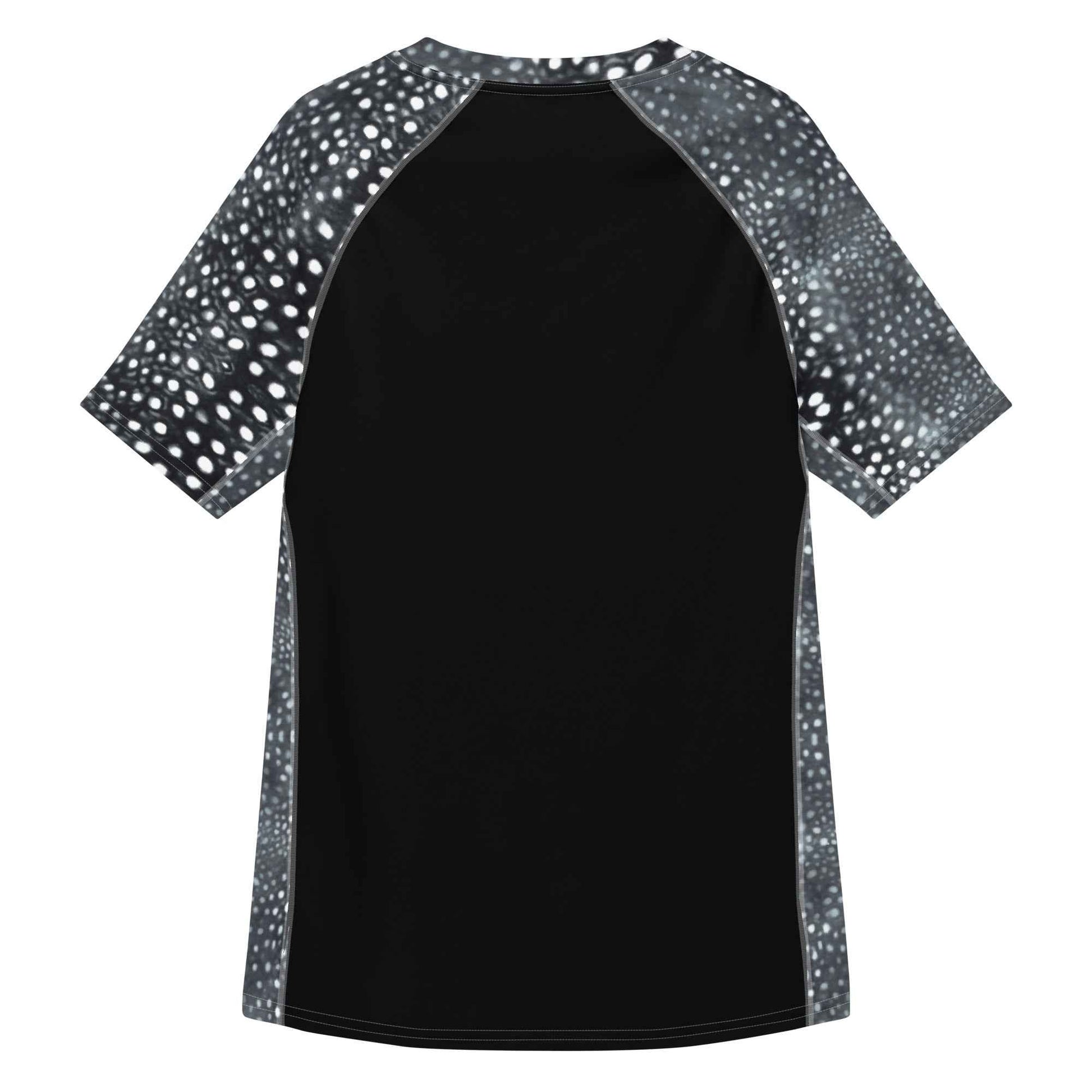 Salinity Swimwear Whale Shark Mosaic B&W Men’s Short Sleeve Swim Shirt Rash Guard