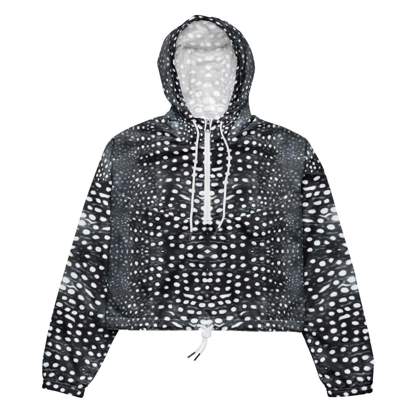Salinity Swimwear Whale Shark Mosaic B&W Women’s Cropped Windbreaker Windbreaker