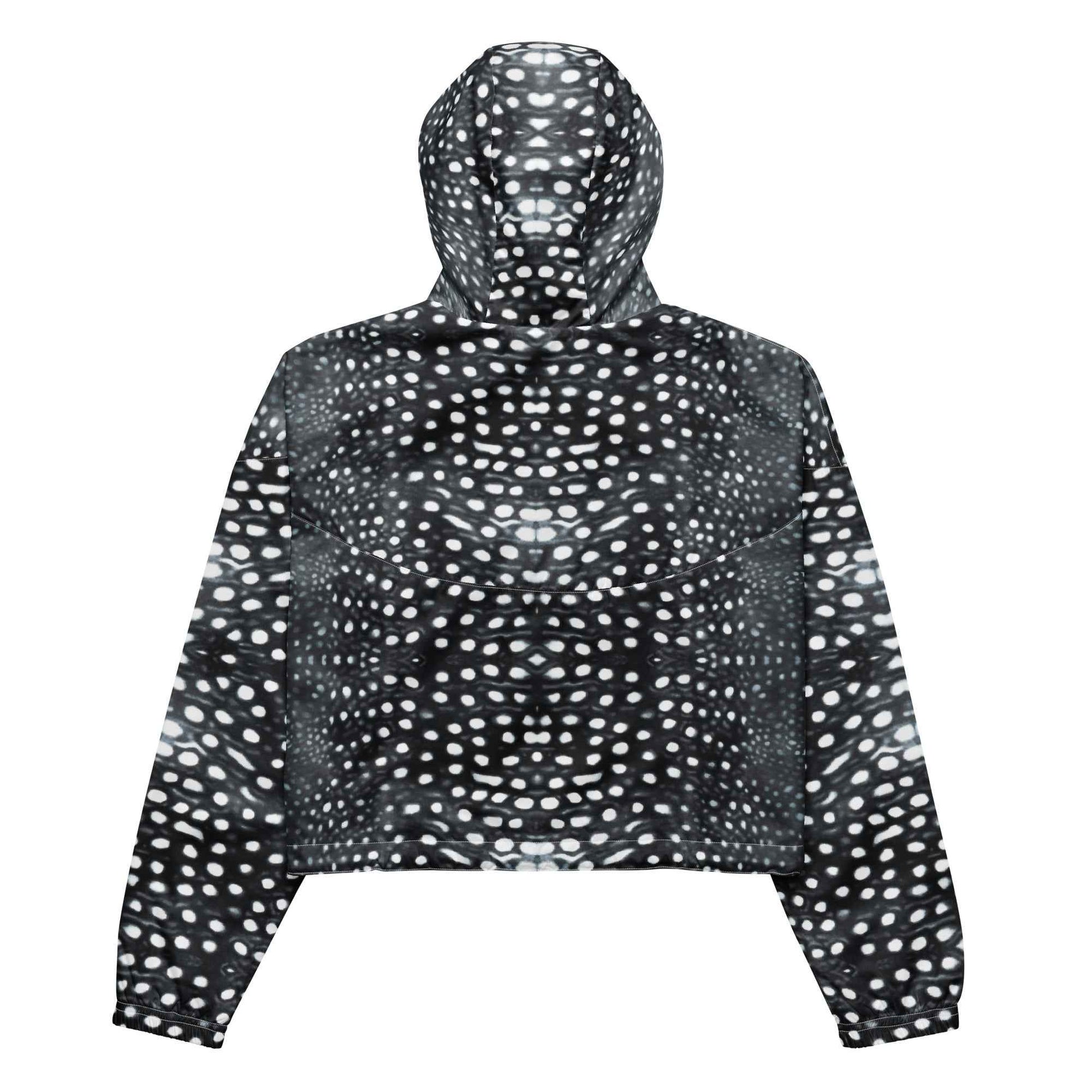 Salinity Swimwear Whale Shark Mosaic B&W Women’s Cropped Windbreaker Windbreaker