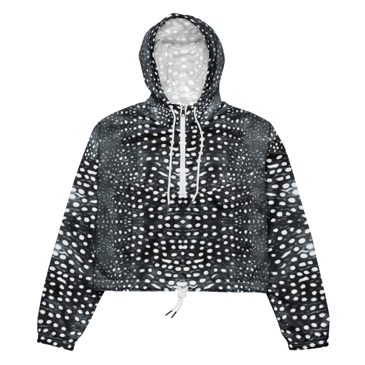 Salinity Swimwear Whale Shark Mosaic B&W Women’s Cropped Windbreaker Windbreaker