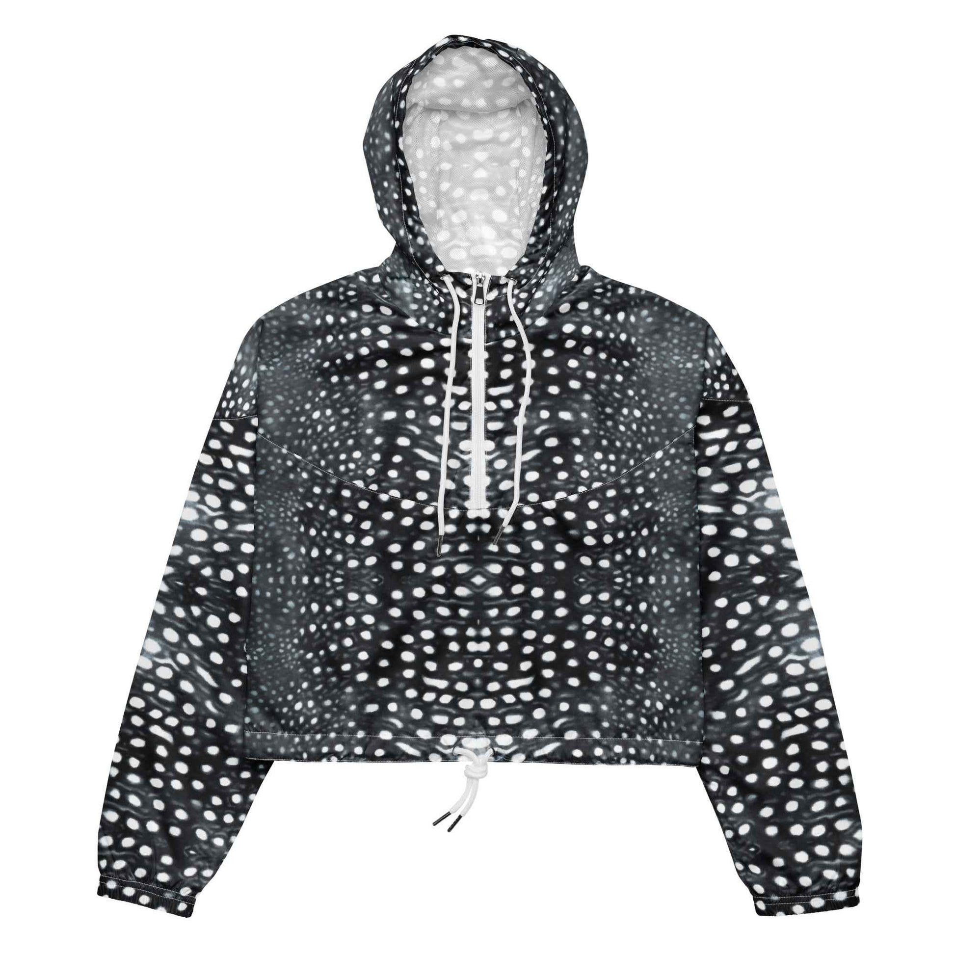 Salinity Swimwear Whale Shark Mosaic B&W Women’s Cropped Windbreaker Windbreaker