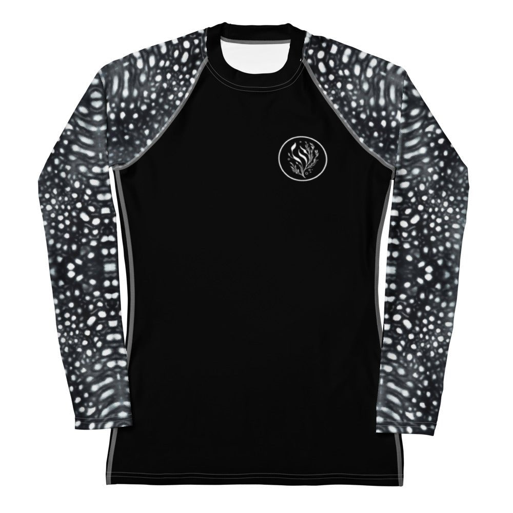 Salinity Swimwear Whale Shark Mosaic B&W Women's Rash Guard Solid Rash Guard
