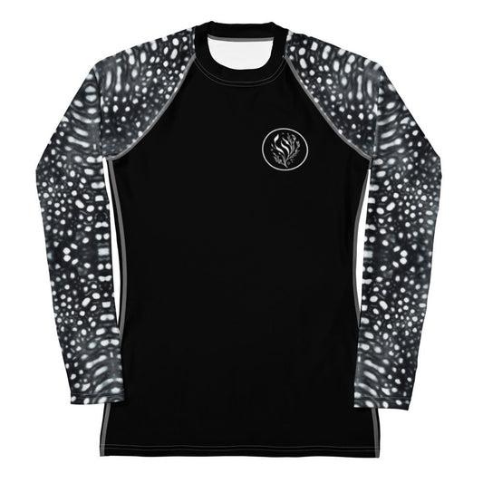 Salinity Swimwear Whale Shark Mosaic B&W Women's Rash Guard Solid Rash Guard