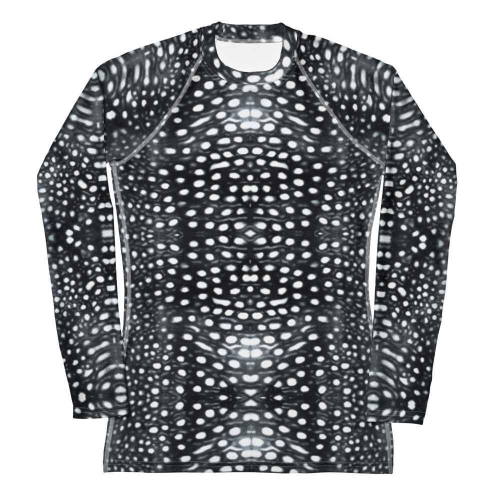 Salinity Swimwear Whale Shark Mosaic B&W Women's Rash Guard Rash Guard