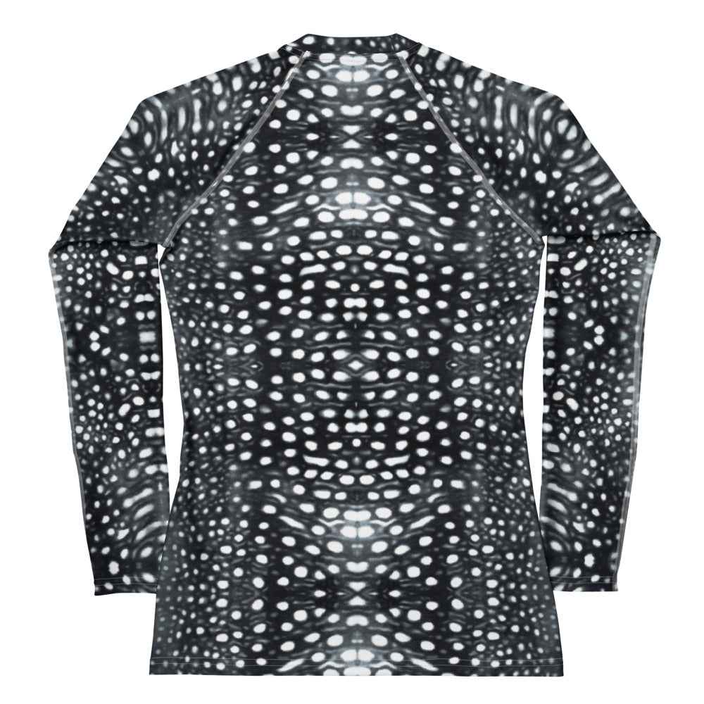 Salinity Swimwear Whale Shark Mosaic B&W Women's Rash Guard Rash Guard