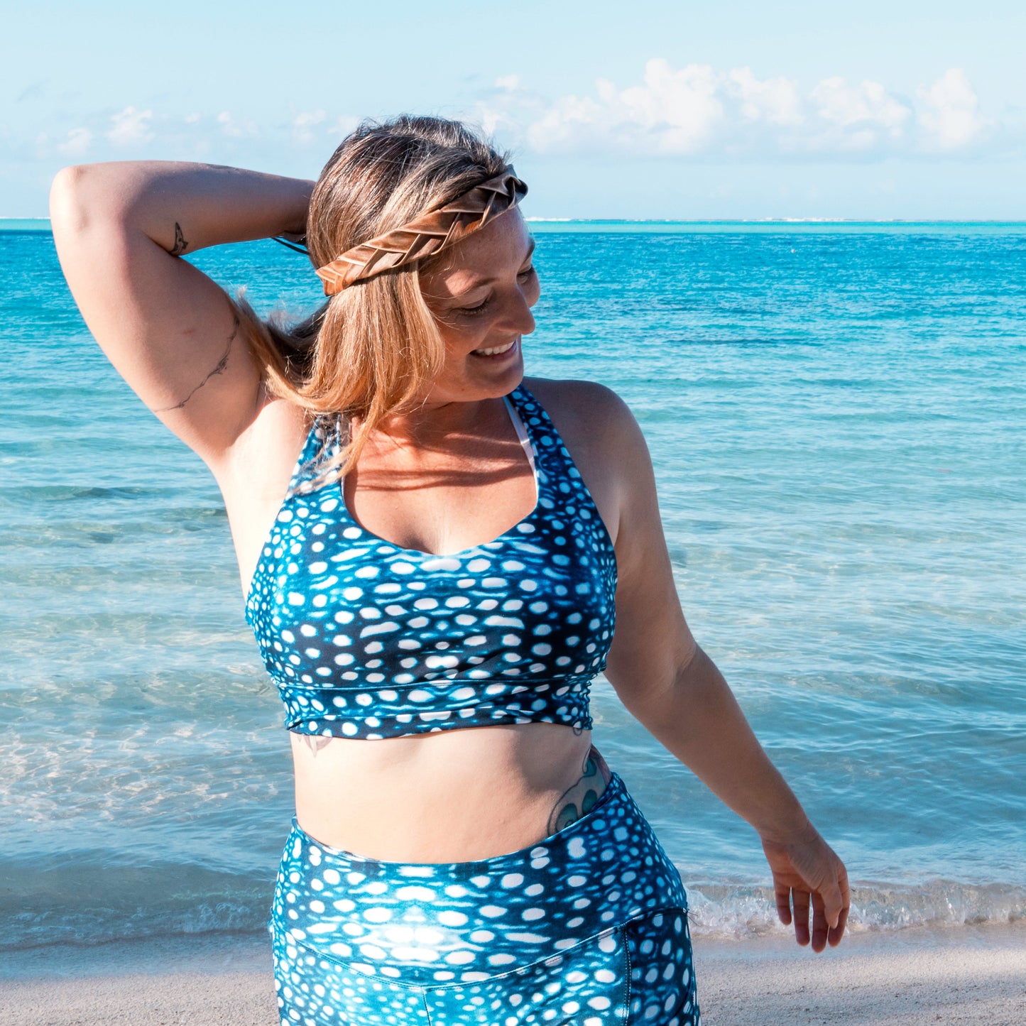Salinity Swimwear Whale Shark Mosaic Eco Sports Swim Top Sports Top