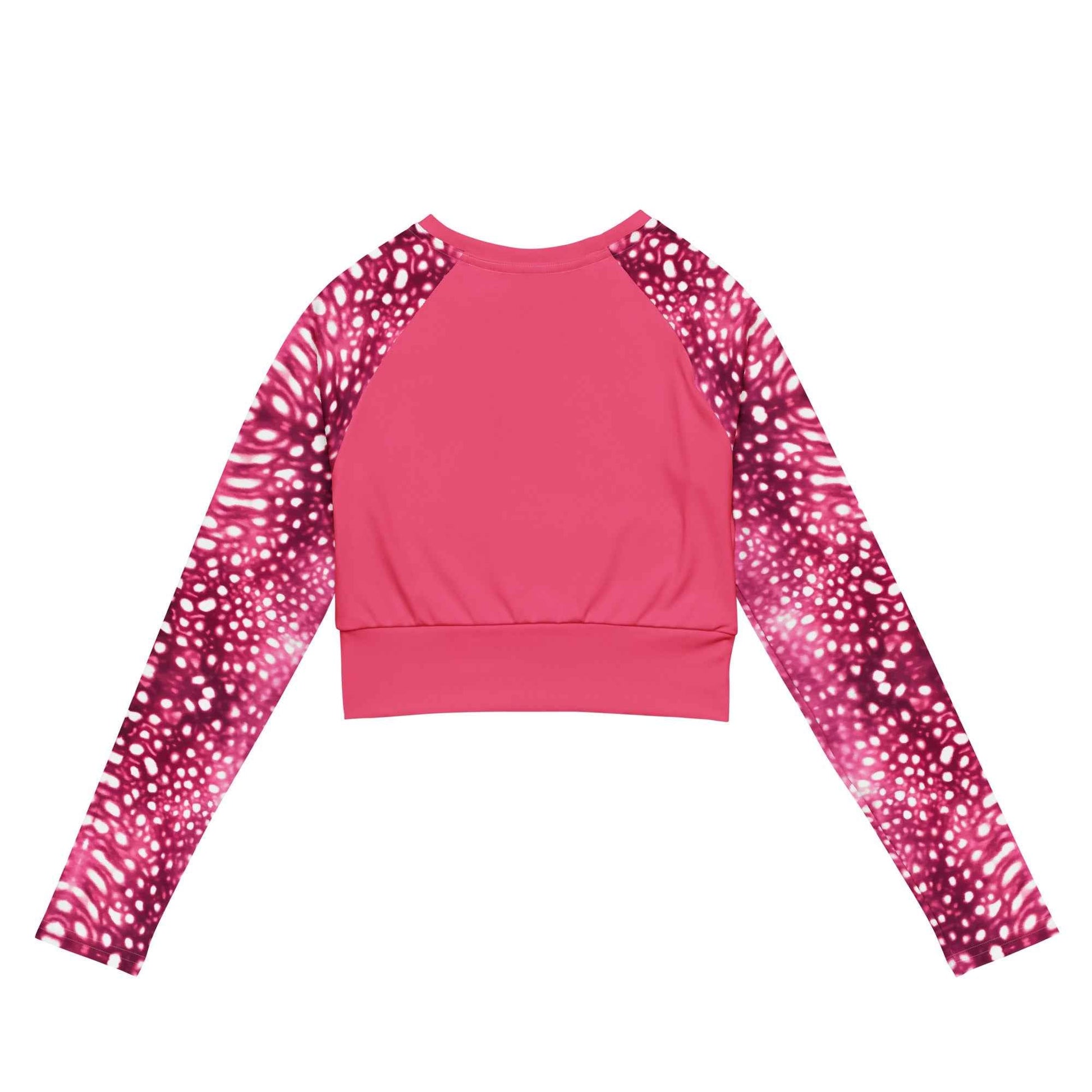 Salinity Swimwear Whale Shark Mosaic Pink Eco Cropped Rash Guard Solid Cropped Rash Guard