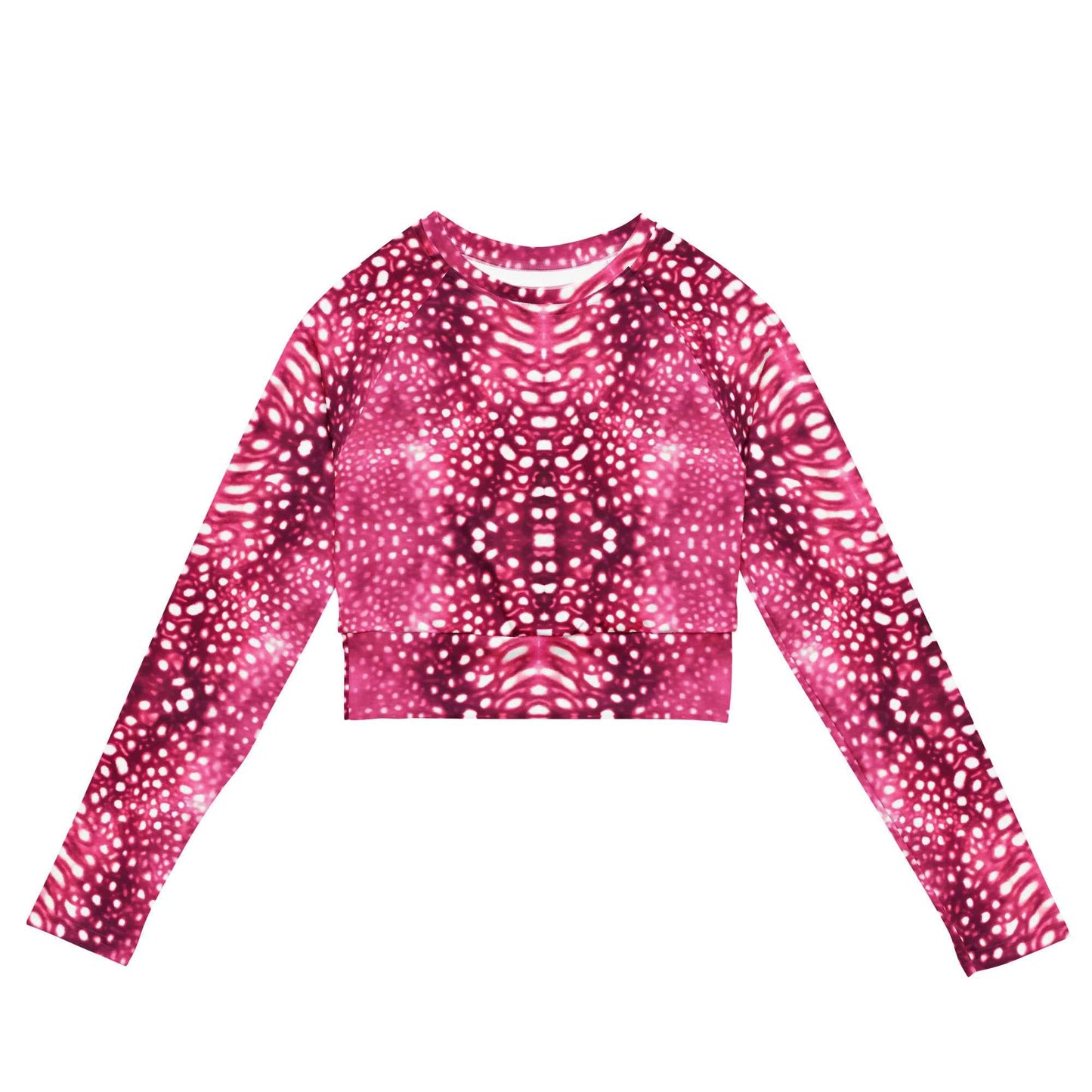 Salinity Swimwear Whale Shark Mosaic Pink Eco Cropped Rash Guard Cropped Rash Guard