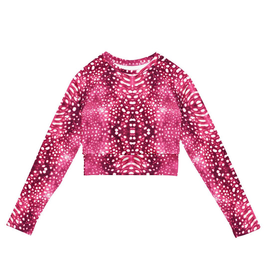 Salinity Swimwear Whale Shark Mosaic Pink Eco Cropped Rash Guard Cropped Rash Guard