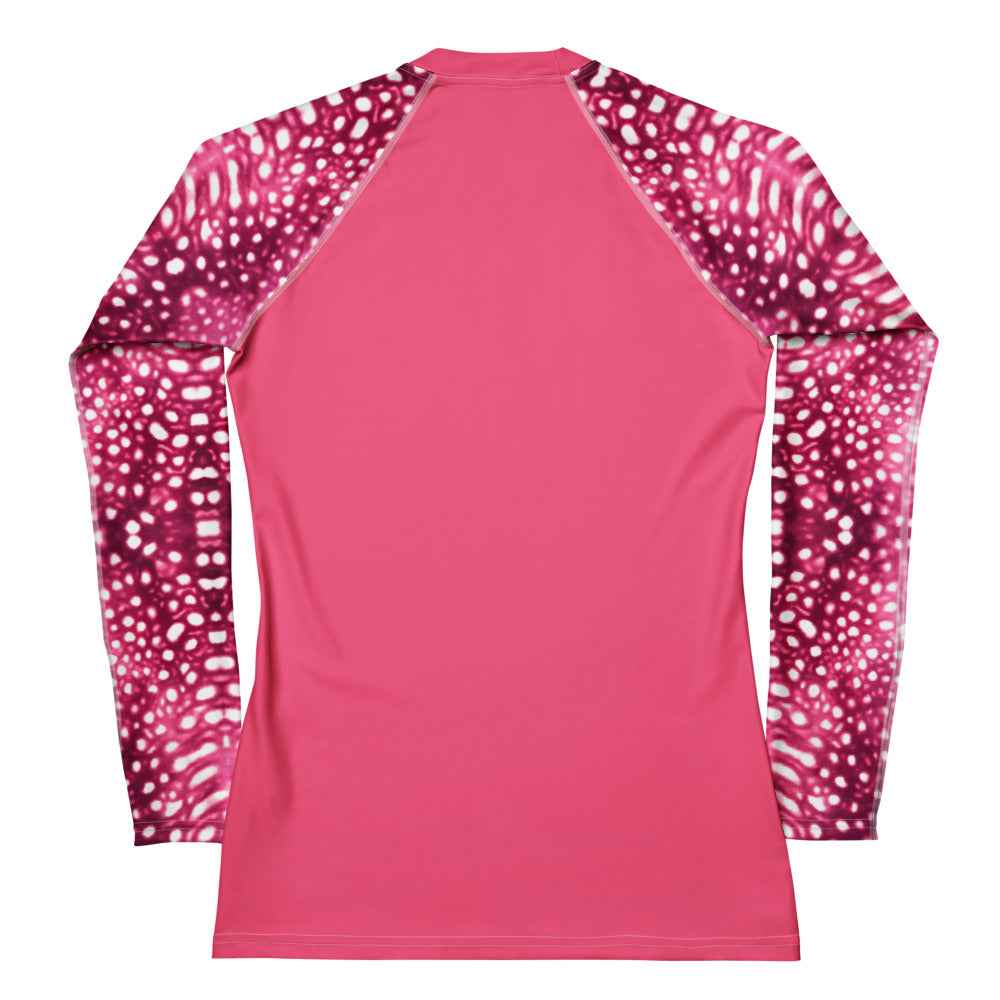 Salinity Swimwear Whale Shark Mosaic Pink Women's Rash Guard Solid Rash Guard