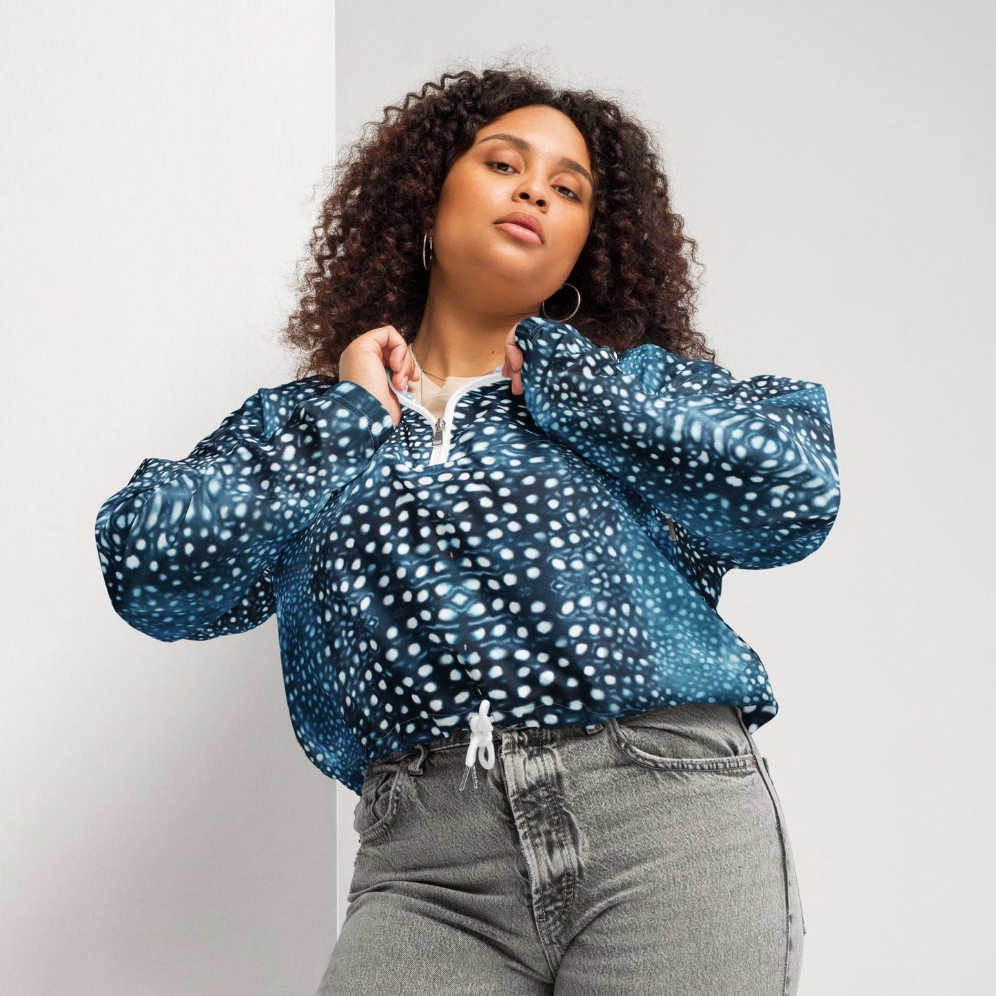 Salinity Swimwear Whale Shark Mosaic Women’s Cropped Windbreaker Windbreaker