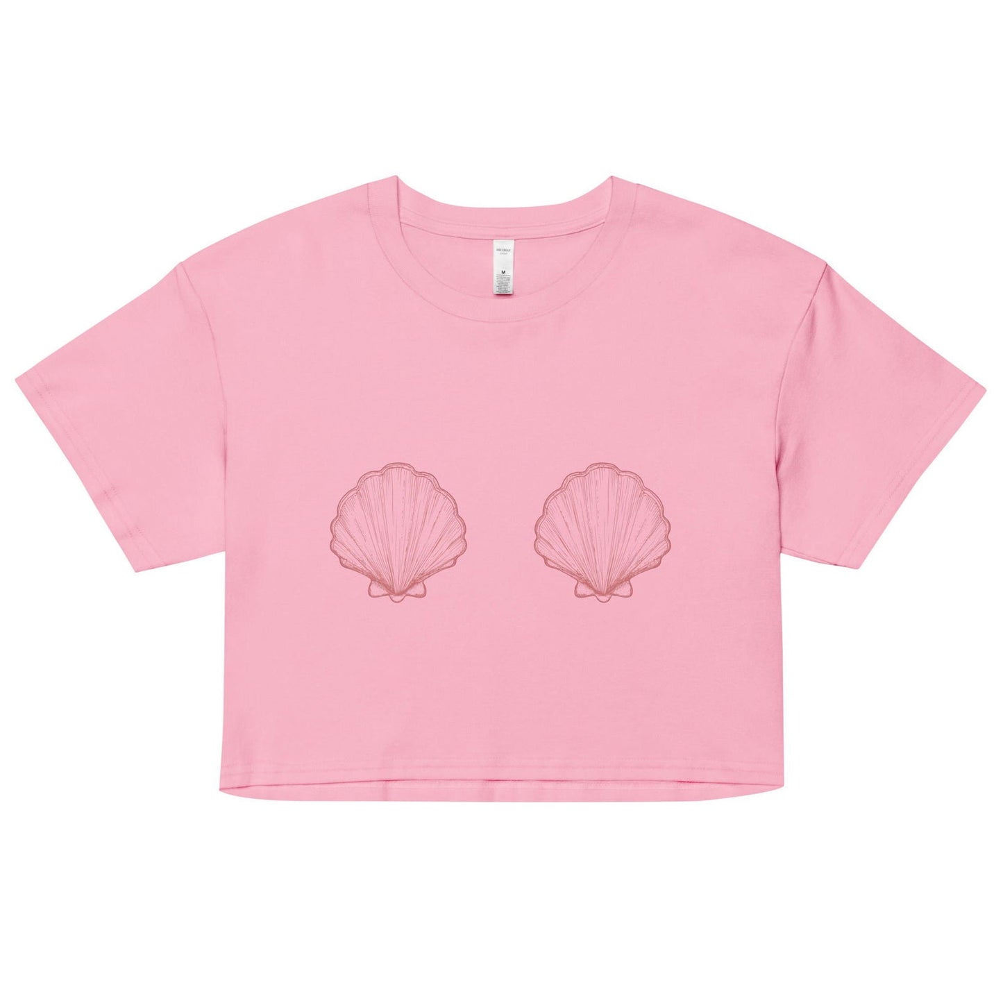 Salinity Swimwear Women’s Pink Scallop Shell Crop Top T-Shirt