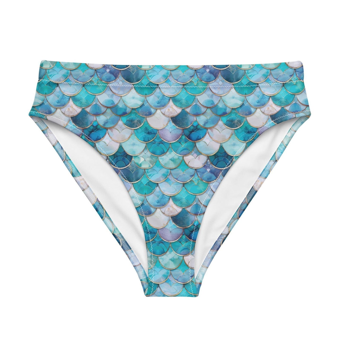 Blue Lagoon Mermaid Eco High-Waisted Bikini Bottom - Salinity Swimwear