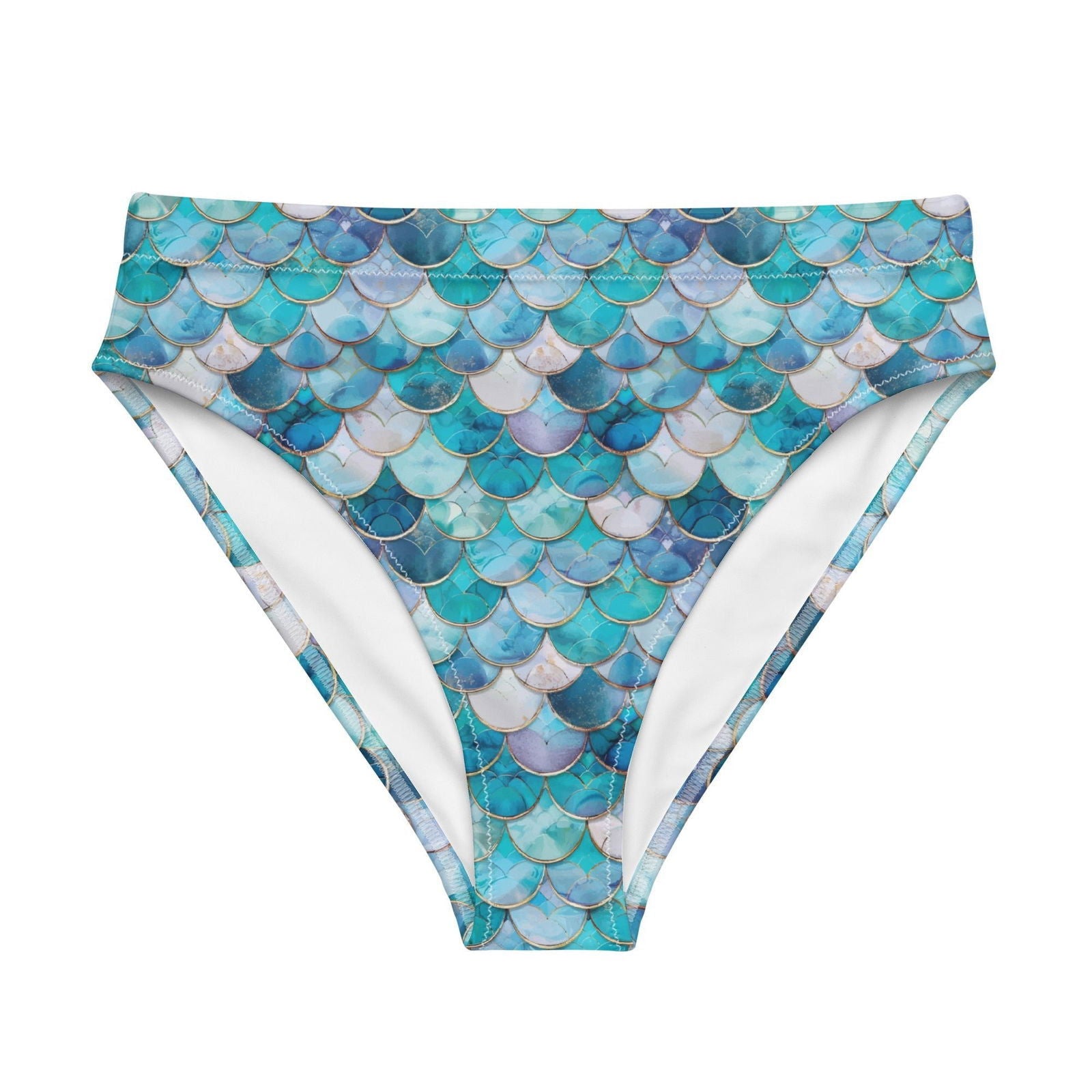 Blue Lagoon Mermaid Eco High-Waisted Bikini Bottom - Salinity Swimwear
