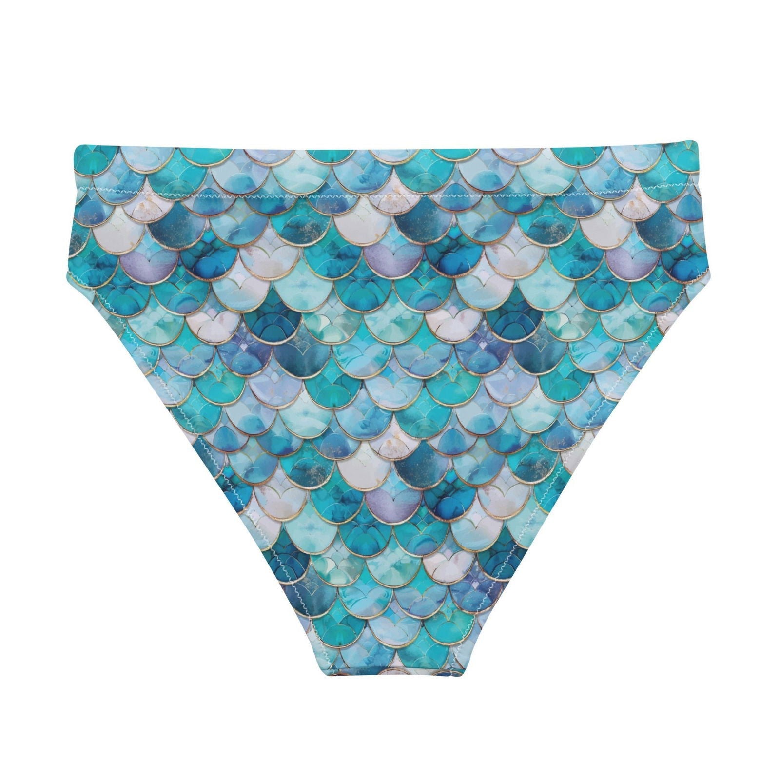 Blue Lagoon Mermaid Eco High-Waisted Bikini Bottom - Salinity Swimwear