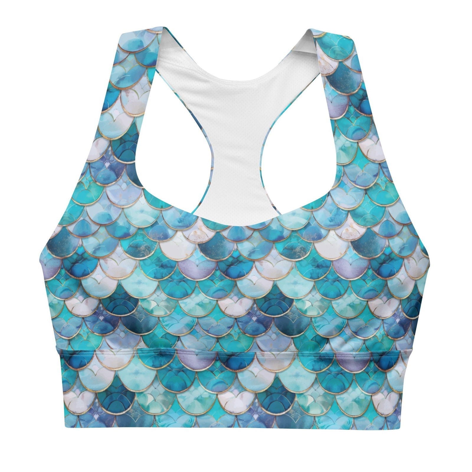 Blue Lagoon Mermaid Eco Sports Bra Top - Salinity Swimwear