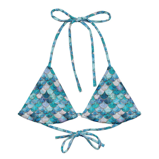 Blue Lagoon Mermaid Eco String Bikini Top - Salinity Swimwear