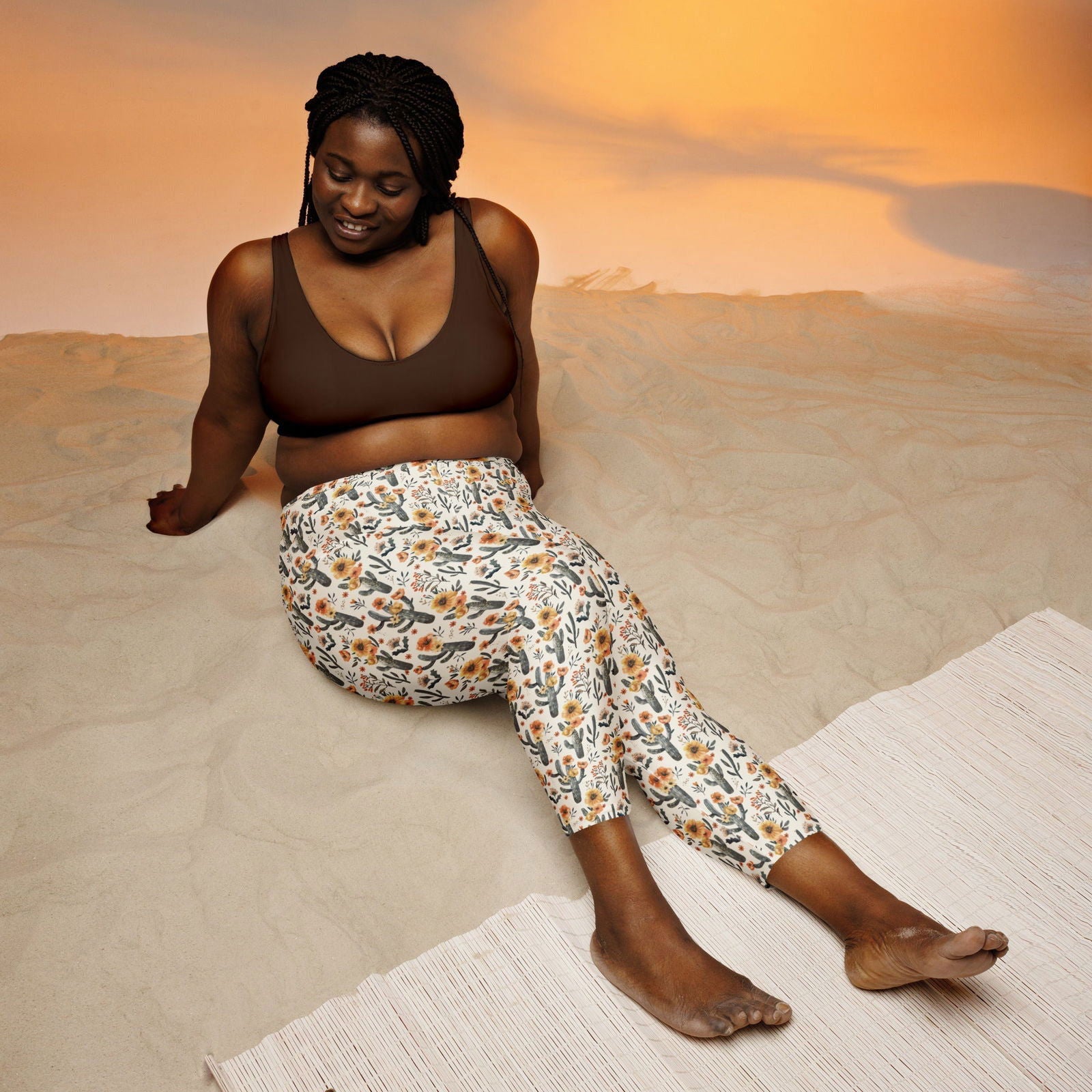 Cactus Sunflower Capri Swim Leggings - Salinity Swimwear
